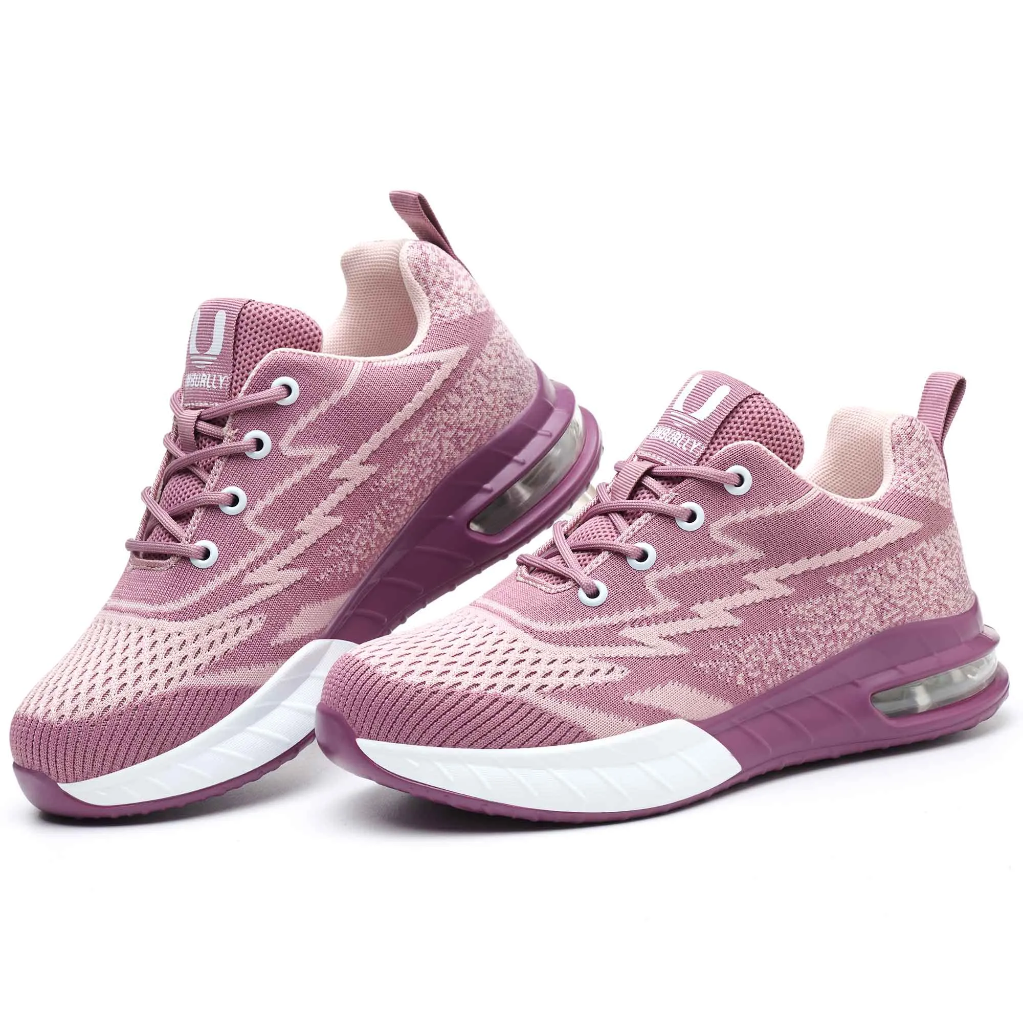 Lightweight Breathable Comfort Purple Knit Mesh Steel Toe Safety Shoes for Women