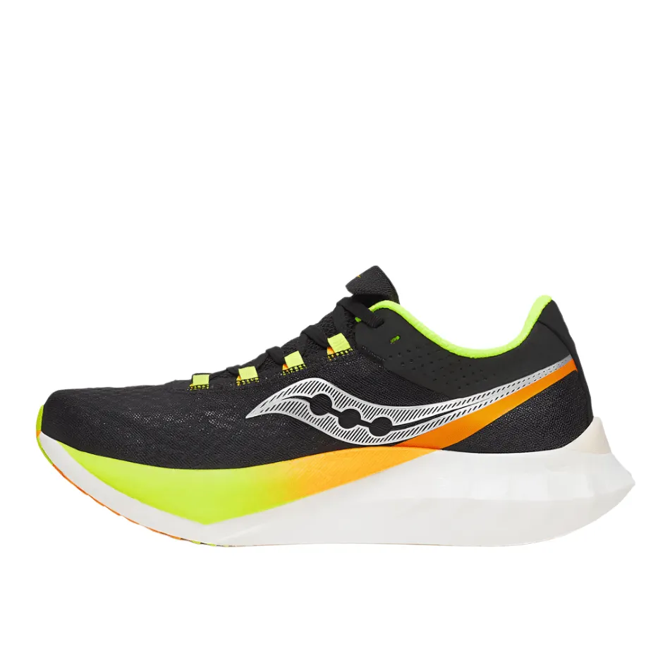 Saucony Men's Endorphin Pro 4 Running Shoes in Black/Vo2 AW25 Durable Rubber Compound Reinforced toe cap