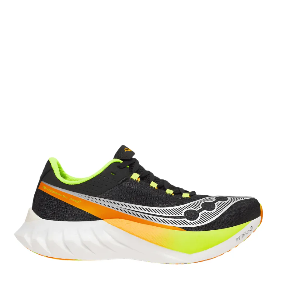 Customizable Fit Option timeless Saucony Men's Endorphin Pro 4 Running Shoes in Black/Vo2 AW25