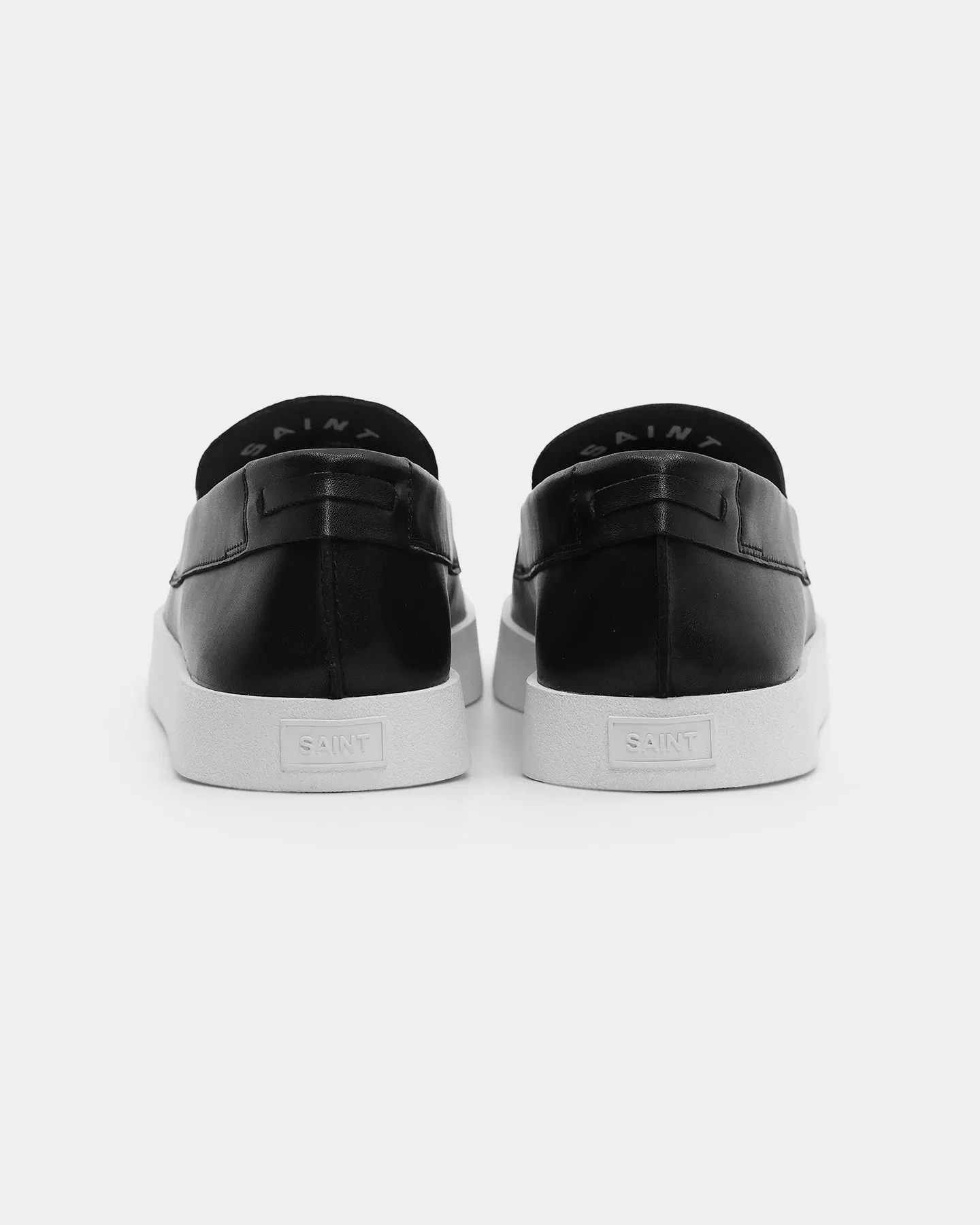 Slip-Resistant Sole Saint Morta Hemisphere Leather Slip On Loafer Black/White