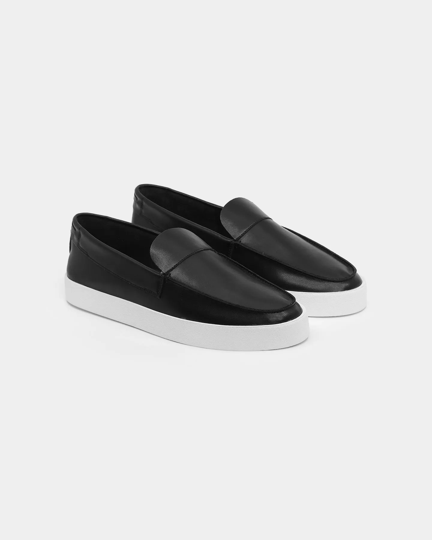 Saint Morta Hemisphere Leather Slip On Loafer Black/White Sleek