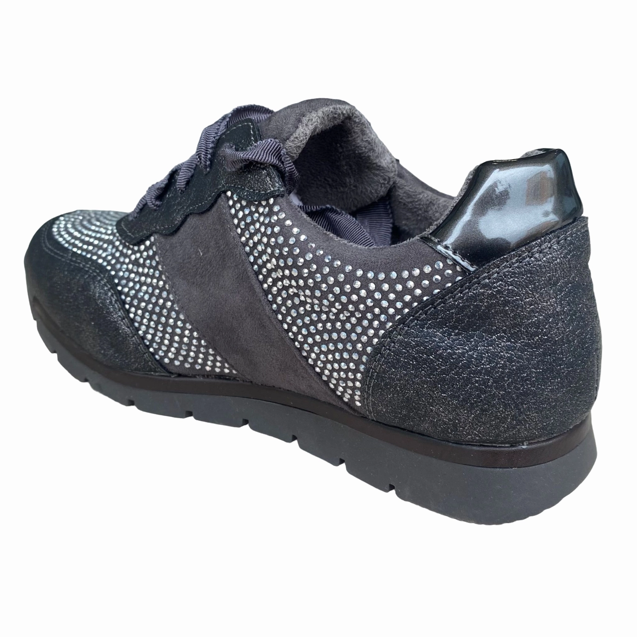 Cushioned Collar Lining taekwondo shoes XTI scarpa sneakers junior con tomaia in camoscio e strass Zapato 55763 grigio