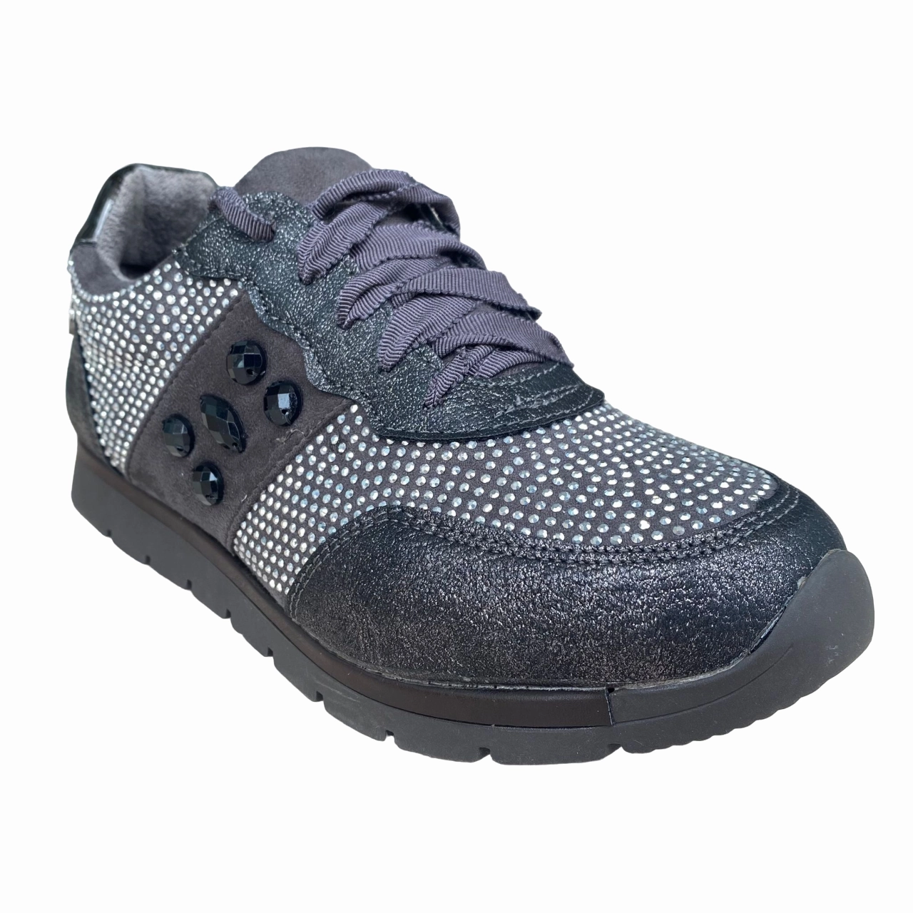 XTI scarpa sneakers junior con tomaia in camoscio e strass Zapato 55763 grigio Perforated Airflow Panels