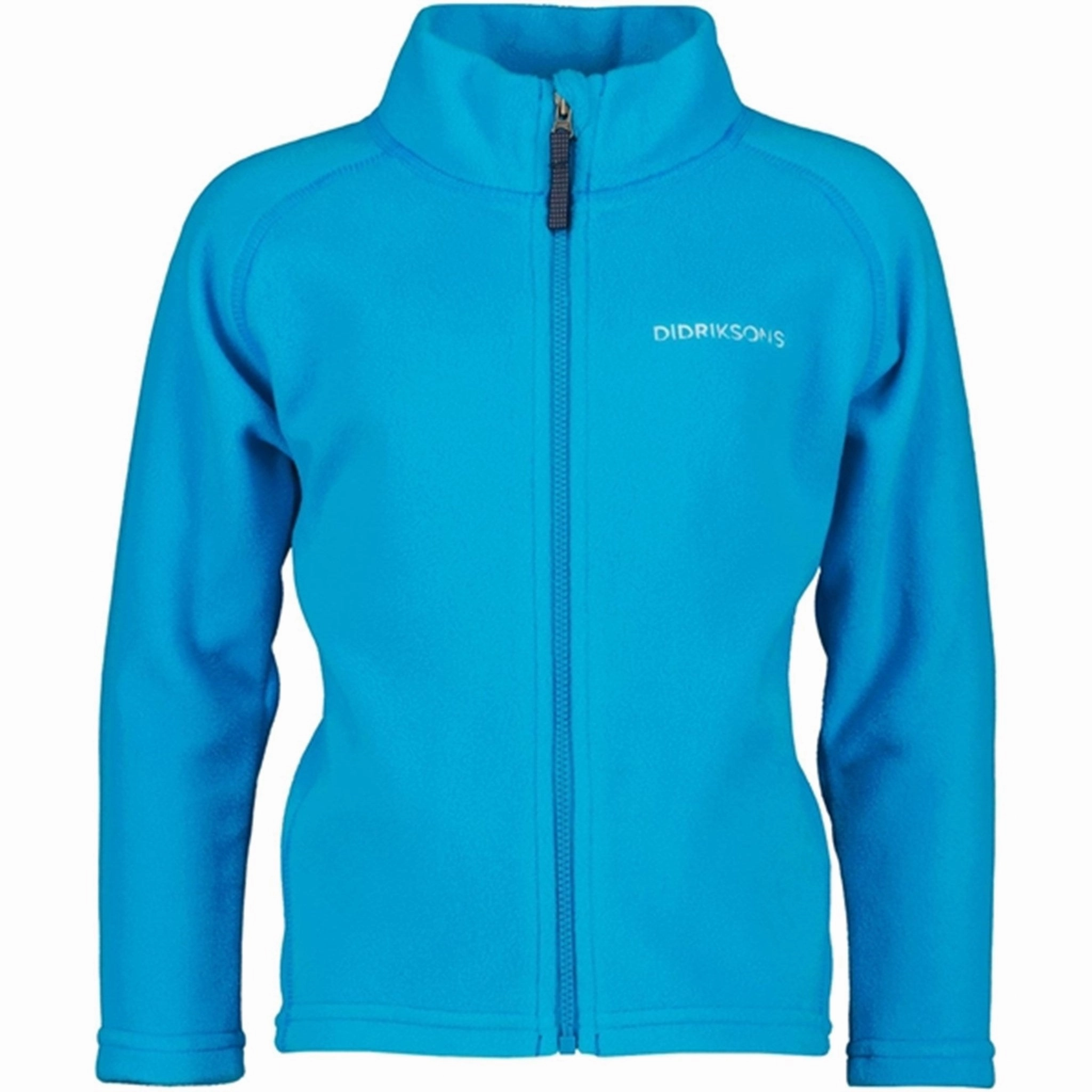 Stowable Hood Dry Weather Look Didriksons Blue Lagoon Monte Kids Fleece Cardigan