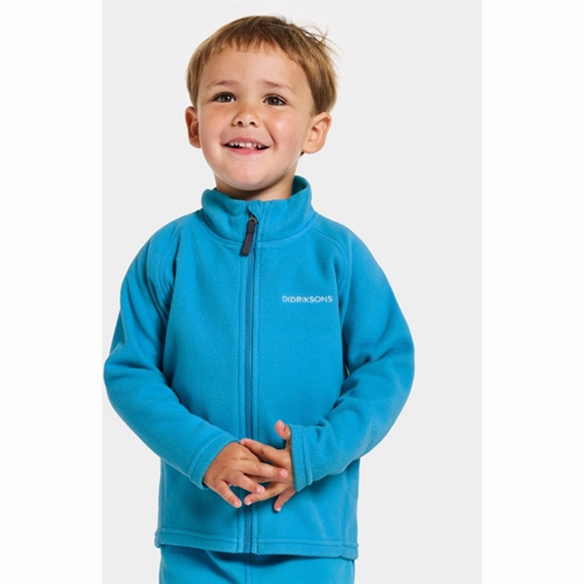 Didriksons Blue Lagoon Monte Kids Fleece Cardigan High Collar Windguard