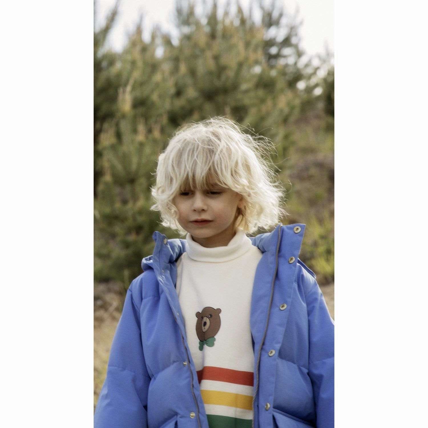 Anti Pilling Texture Mini Rodini Blue Solid Heavy Puffer