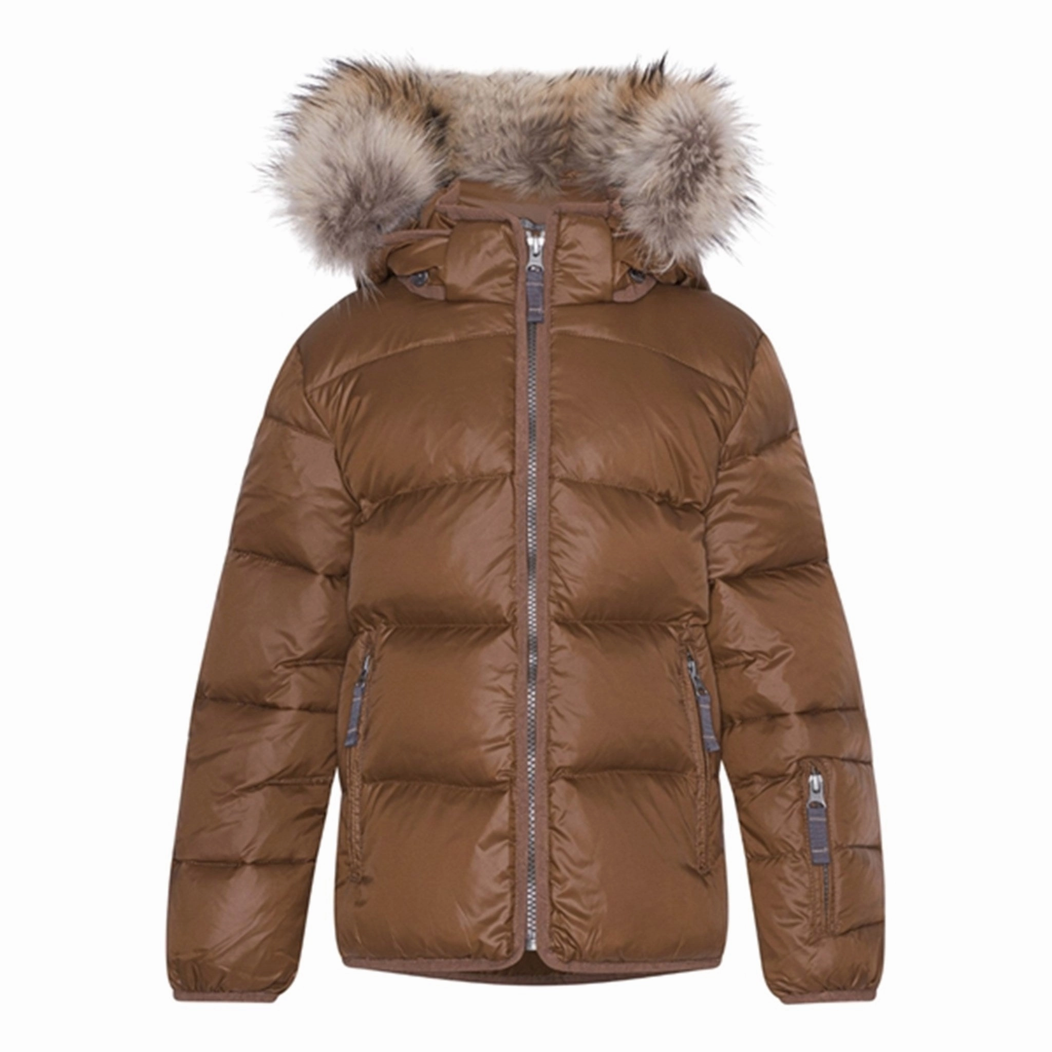 Ver de Terre Featherlight Down Jacket w. Fur Kangaroo Convertible styles Multi Pocket Design