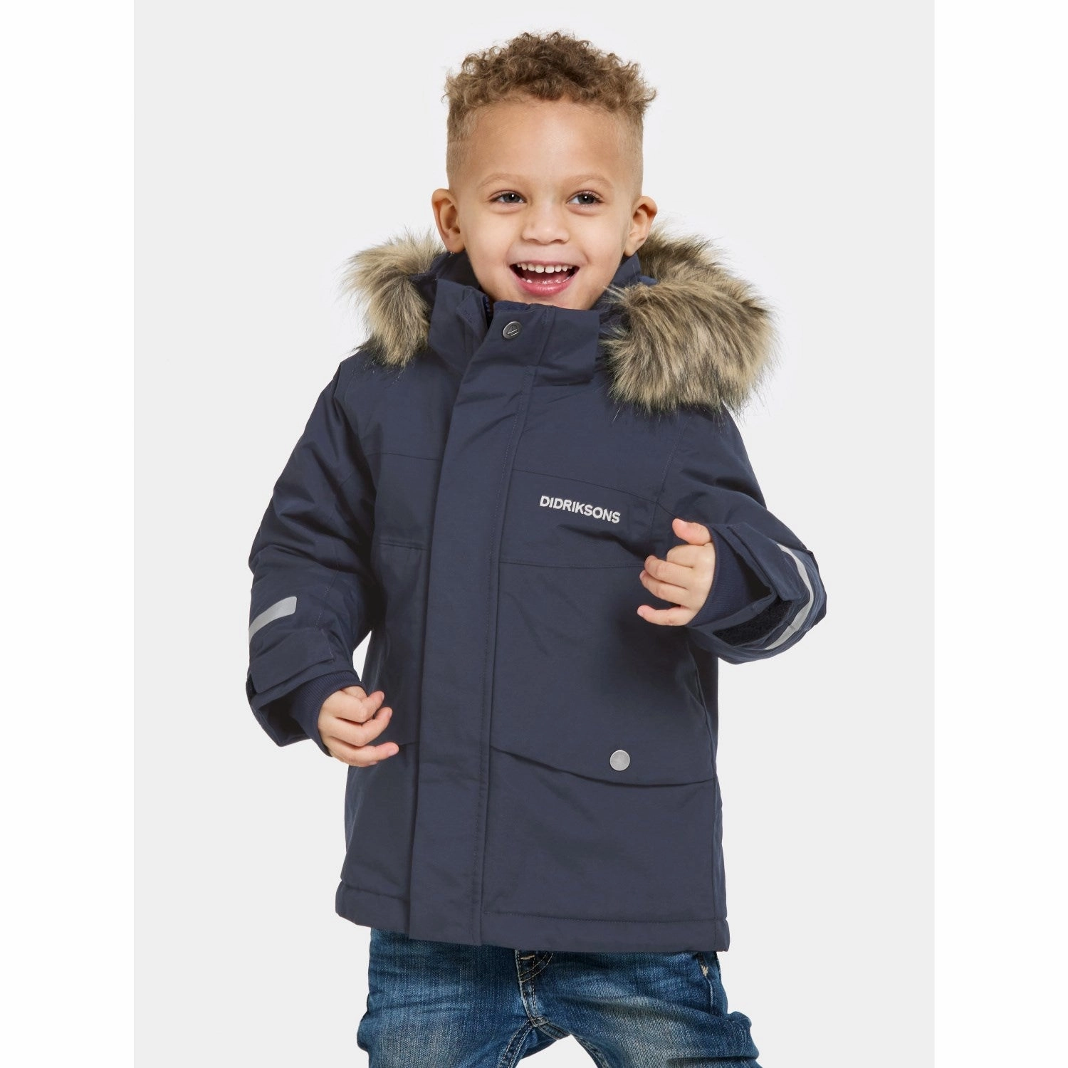 Didriksons Navy Bj?rven Kids Parka 3 RubberizedButtonClosures