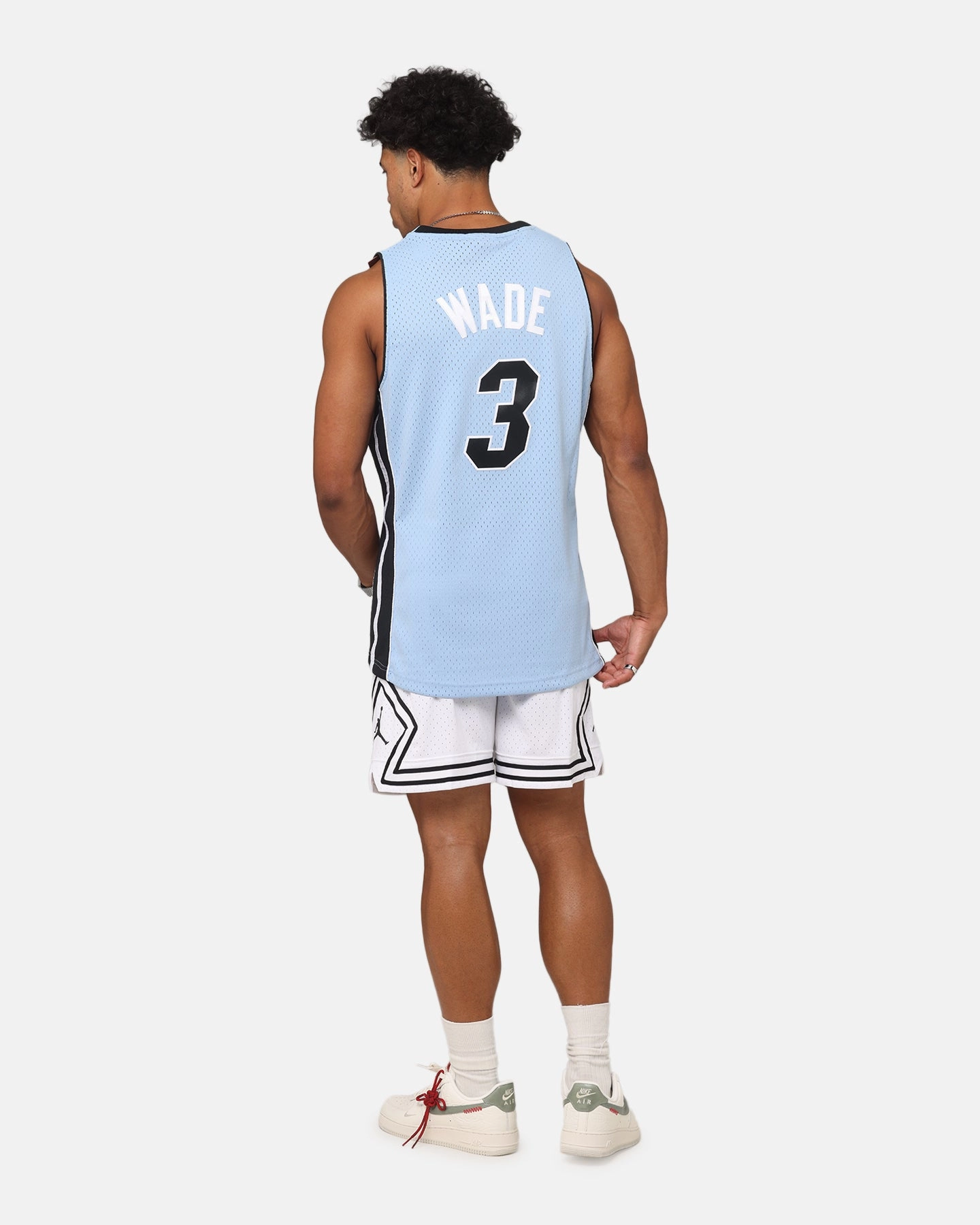 Vented Back Mitchell & Ness Miami Heat Dwyane Wade 'Vapor Blue' Jersey Light Blue