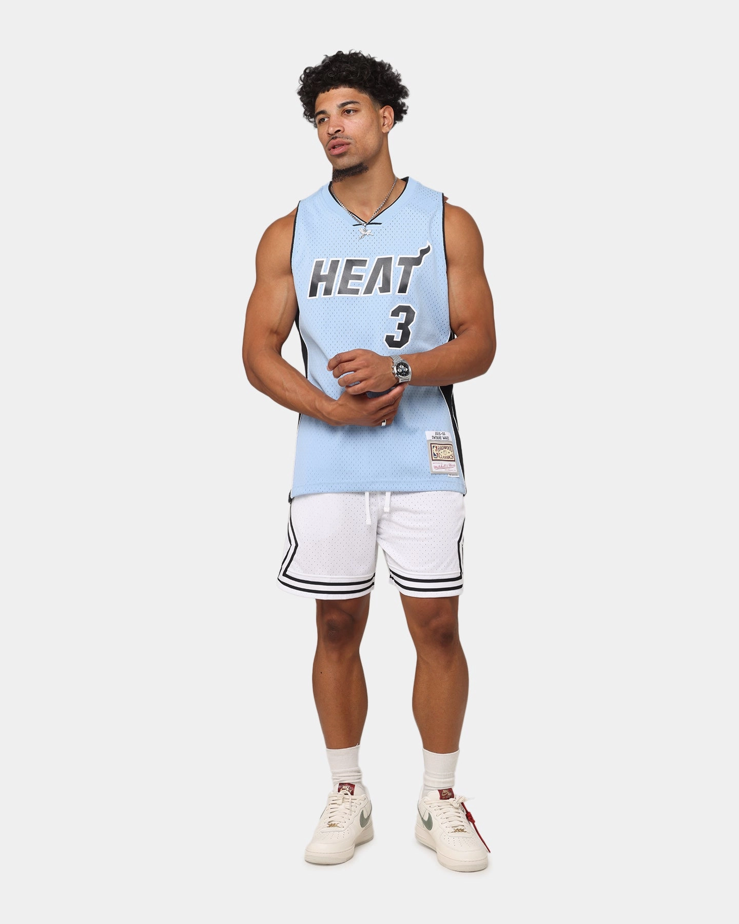 Mitchell & Ness Miami Heat Dwyane Wade 'Vapor Blue' Jersey Light Blue Roll Up Cuff System