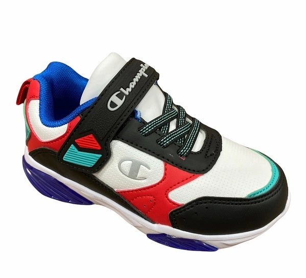Champion scarpa da ginnastica da bambino con laccio elastico velcro e luci Wave S32129-CHA-WW001 bianco Non Compression EVA sprint - specific shoes