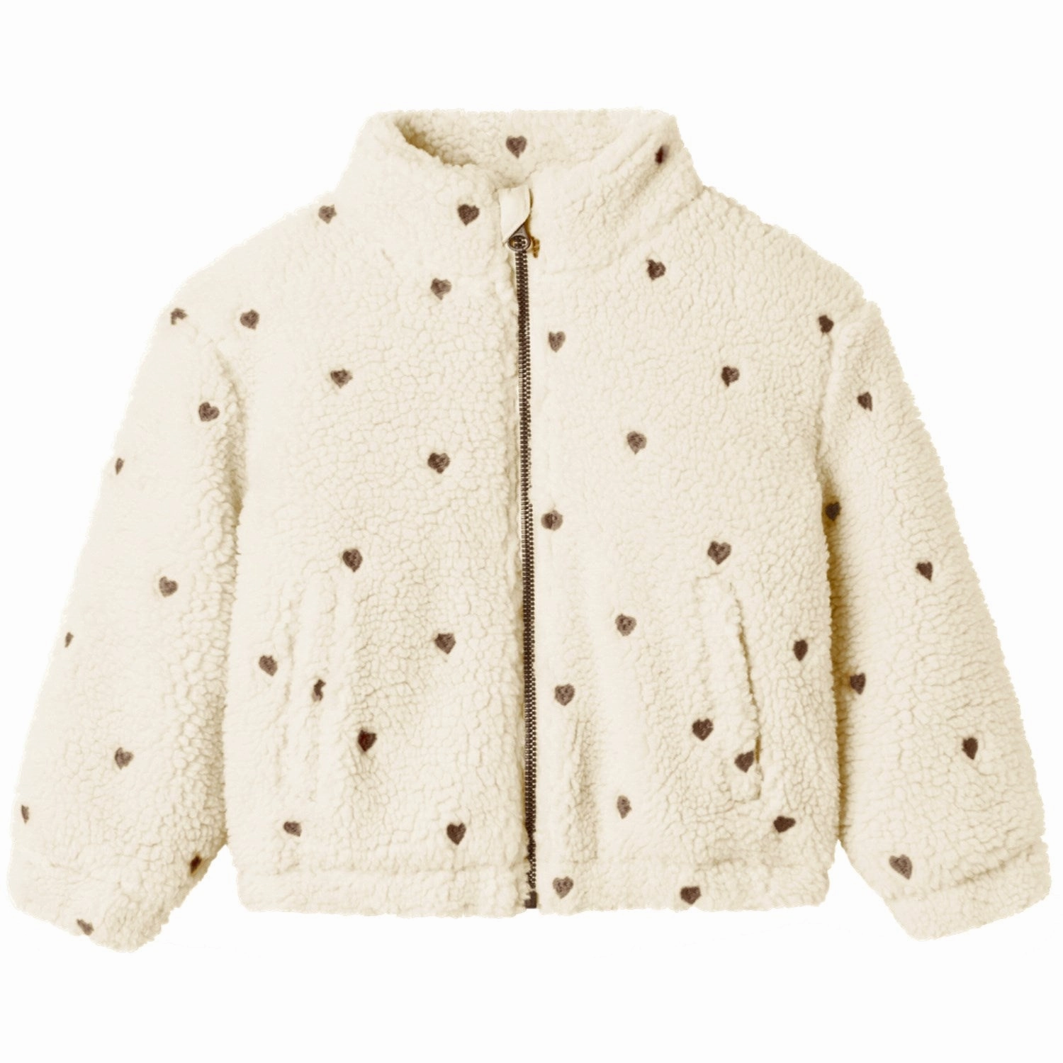 Lil'Atelier Turtledove Emb. Hearts Nmfnalo Sherpa Loose Jacket Lil Weatherproof Seams