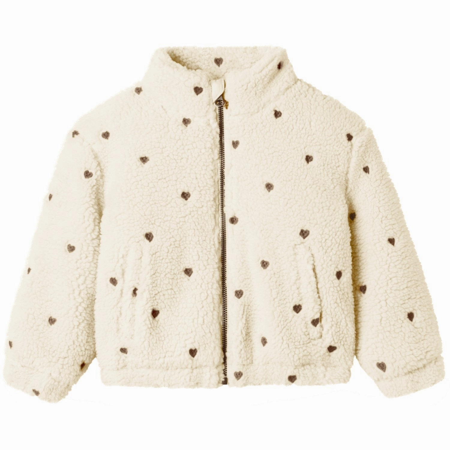 Anti Pilling Texture Go To Layer Lil'Atelier Turtledove Emb. Hearts Nmfnalo Sherpa Loose Jacket Lil