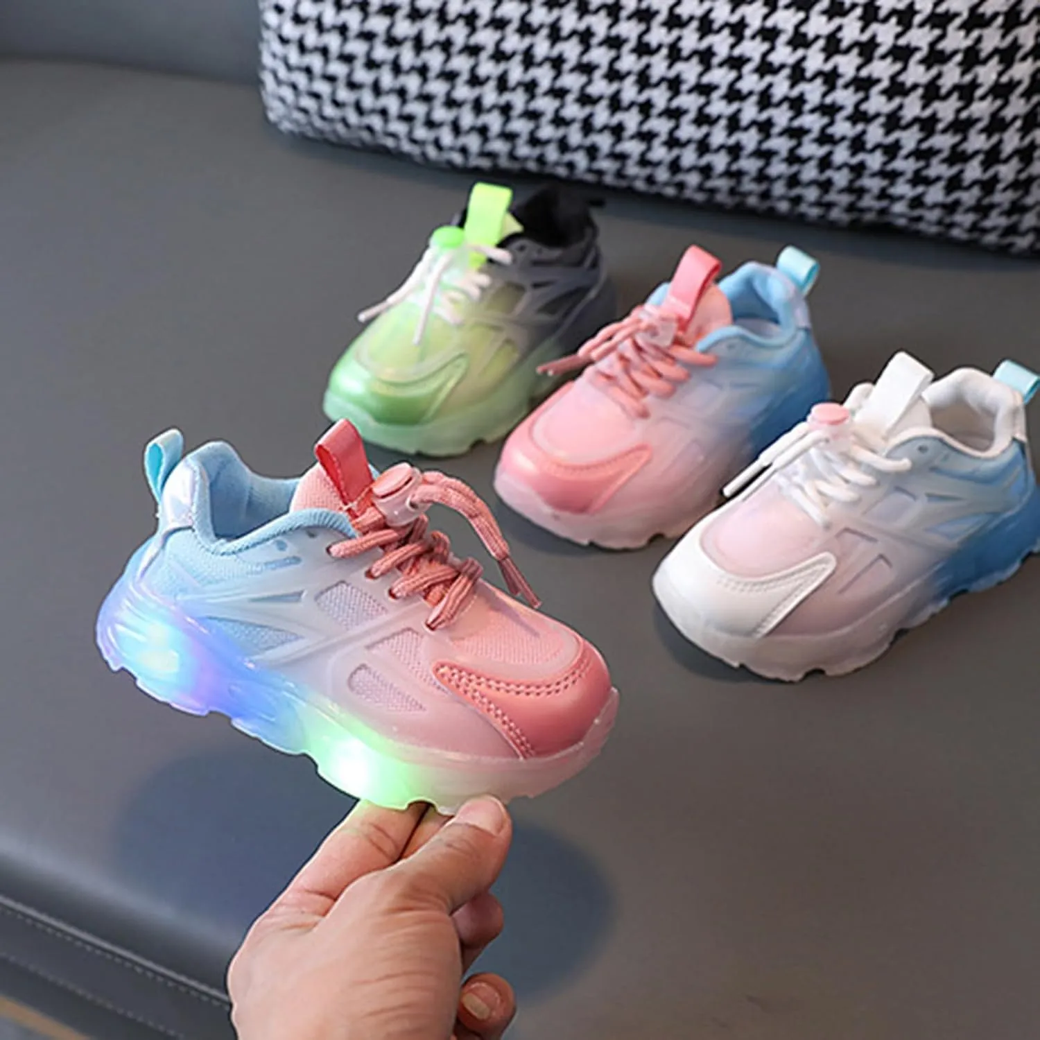 Lime Green Sneakers Boys Light Up Shoes Baby Boys Tennis Shoes Toddler Light Up Running Sneakers