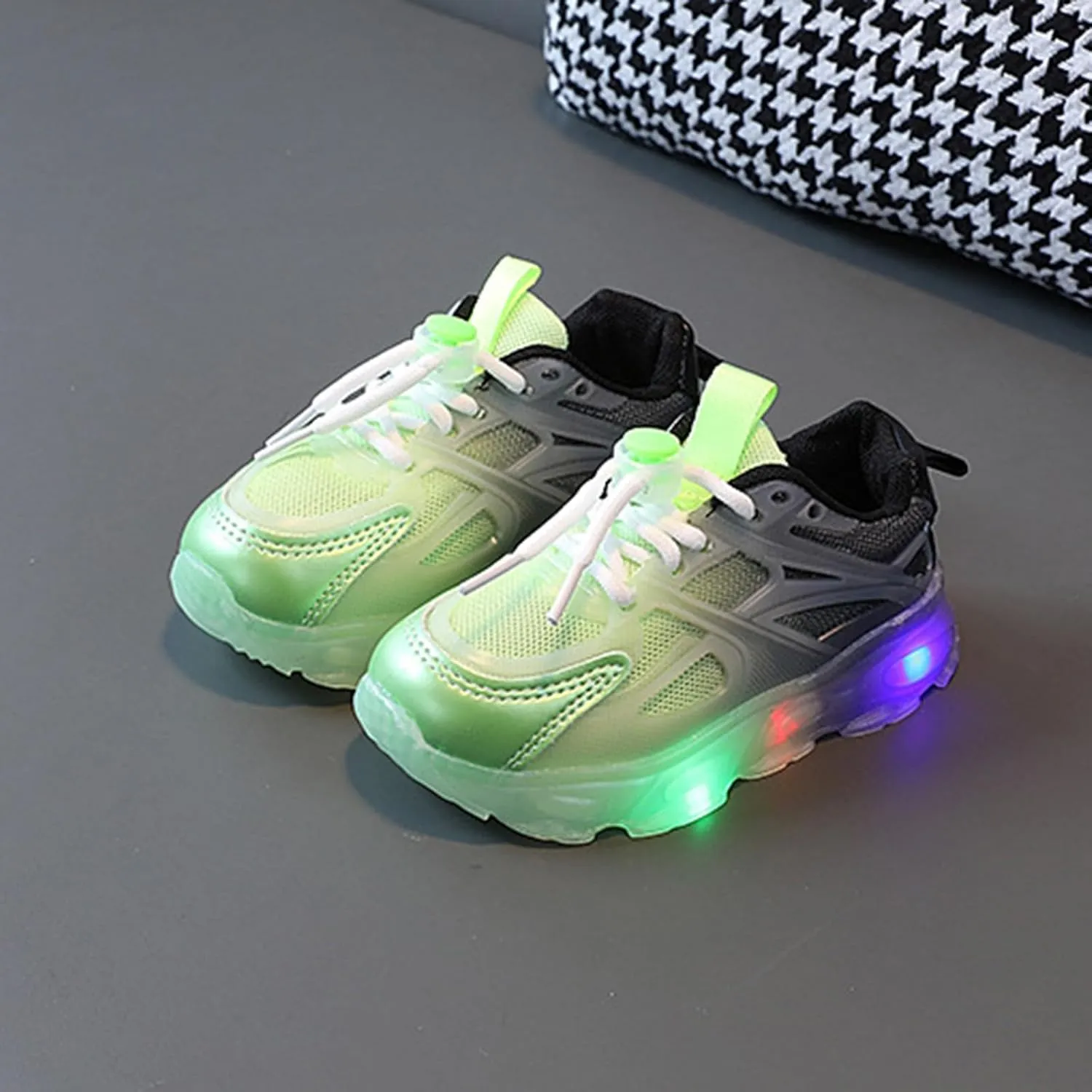 Lime Green Sneakers Boys Light Up Shoes Baby Boys Tennis Shoes Toddler Light Up Running Sneakers