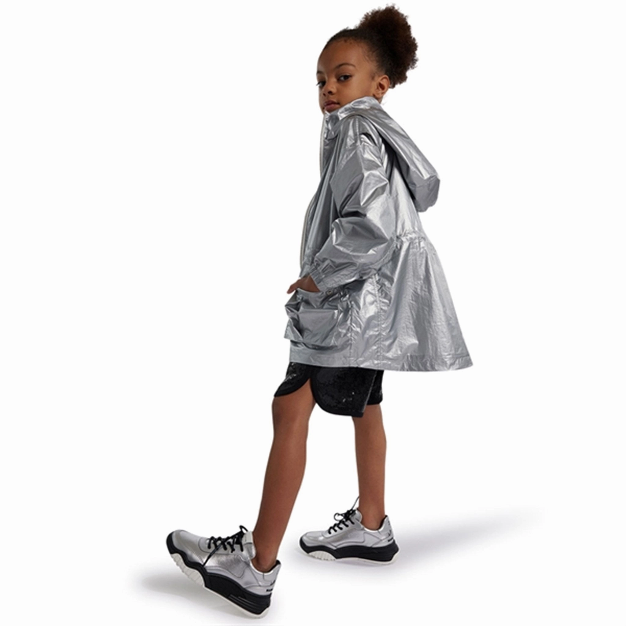 Little Marc Jacobs Light Grey Hooded Windbreaker Compact Packable Feature