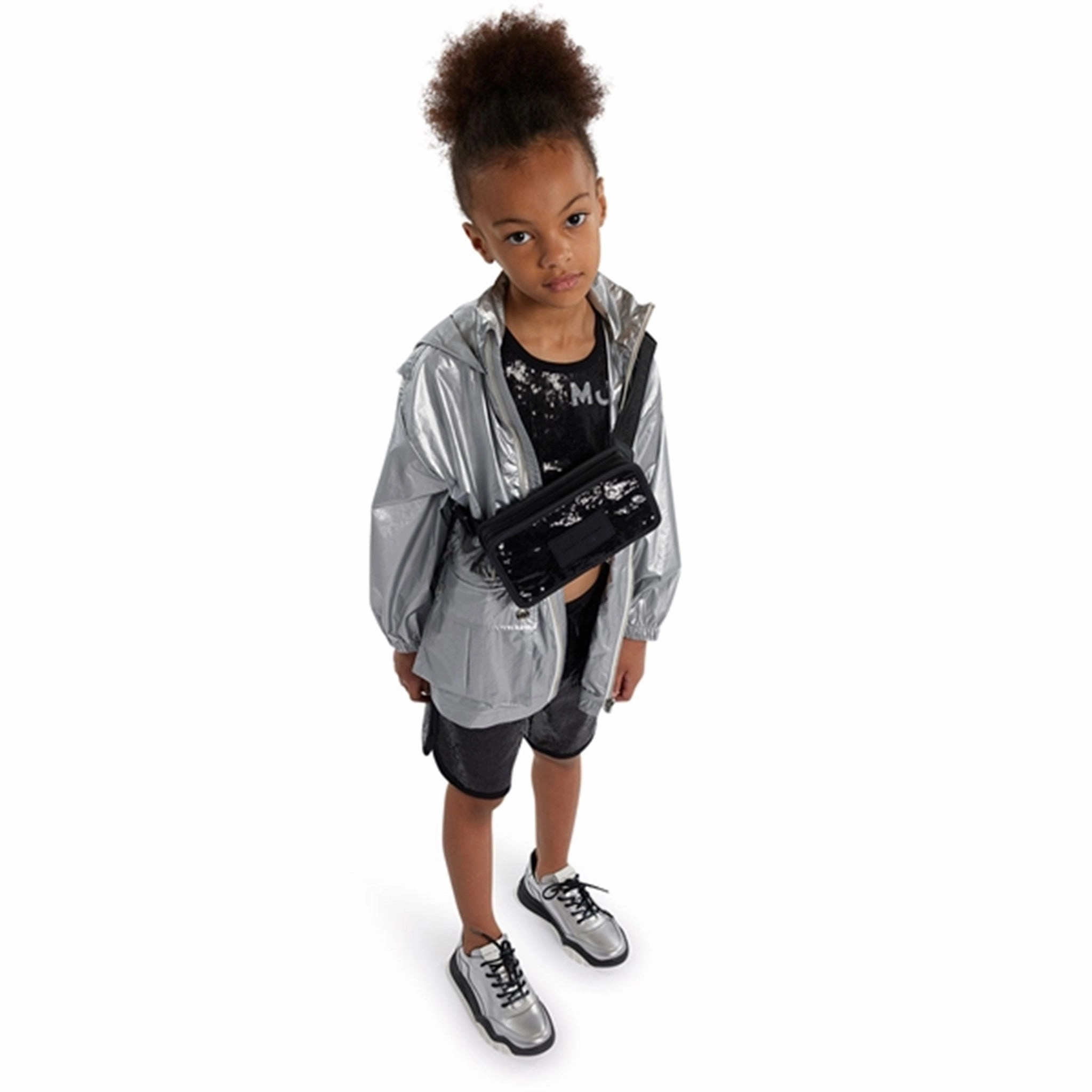Convertible Silhouette Little Marc Jacobs Light Grey Hooded Windbreaker