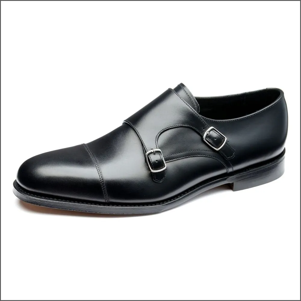 Loake Cannon Black Leather Buckle Monk Shoe@