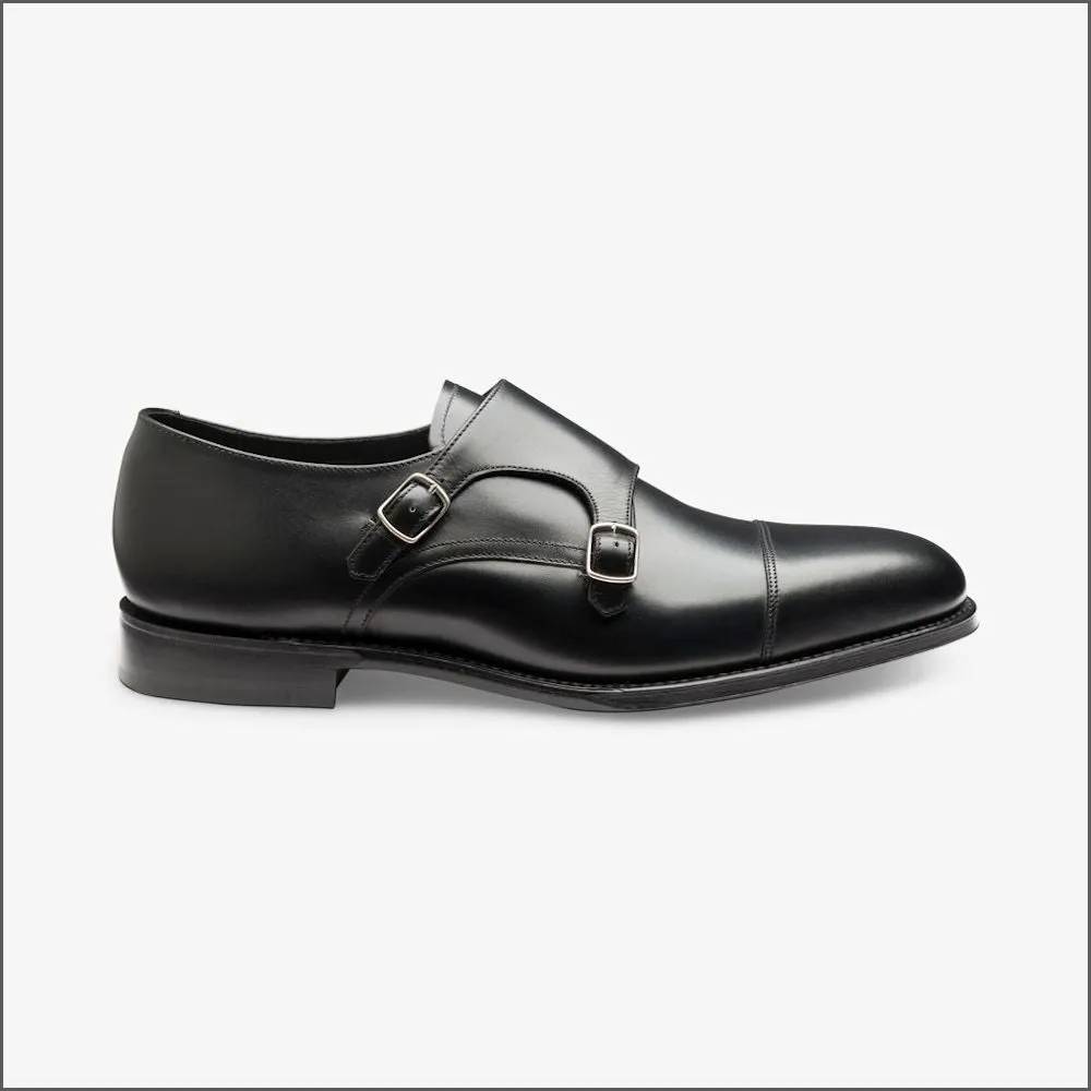 Loake Cannon Black Leather Buckle Monk Shoe@