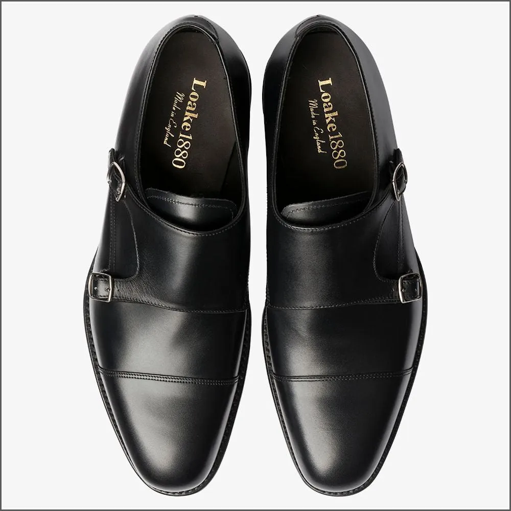 Loake Cannon Black Leather Buckle Monk Shoe@