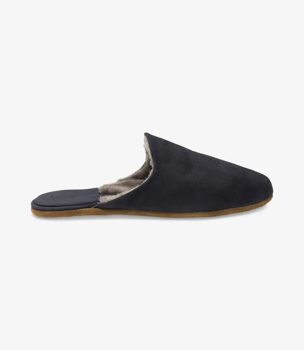 Loake Men's Cavalry Suede Mule Slippers Navy Blue