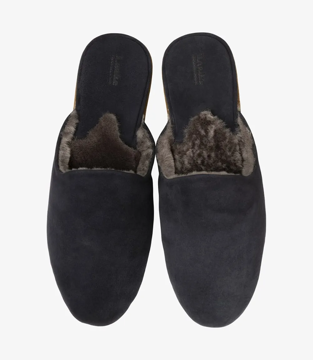 Loake Men's Cavalry Suede Mule Slippers Navy Blue