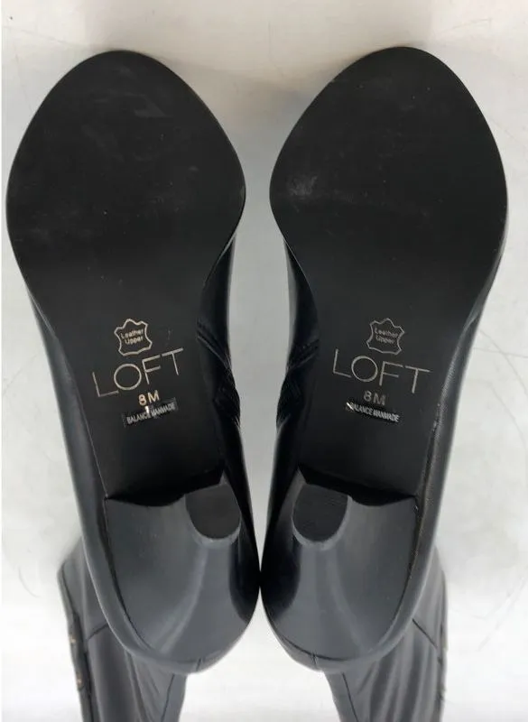 Loft Women's Black Leather Knee High Riding Boots - Size 8M