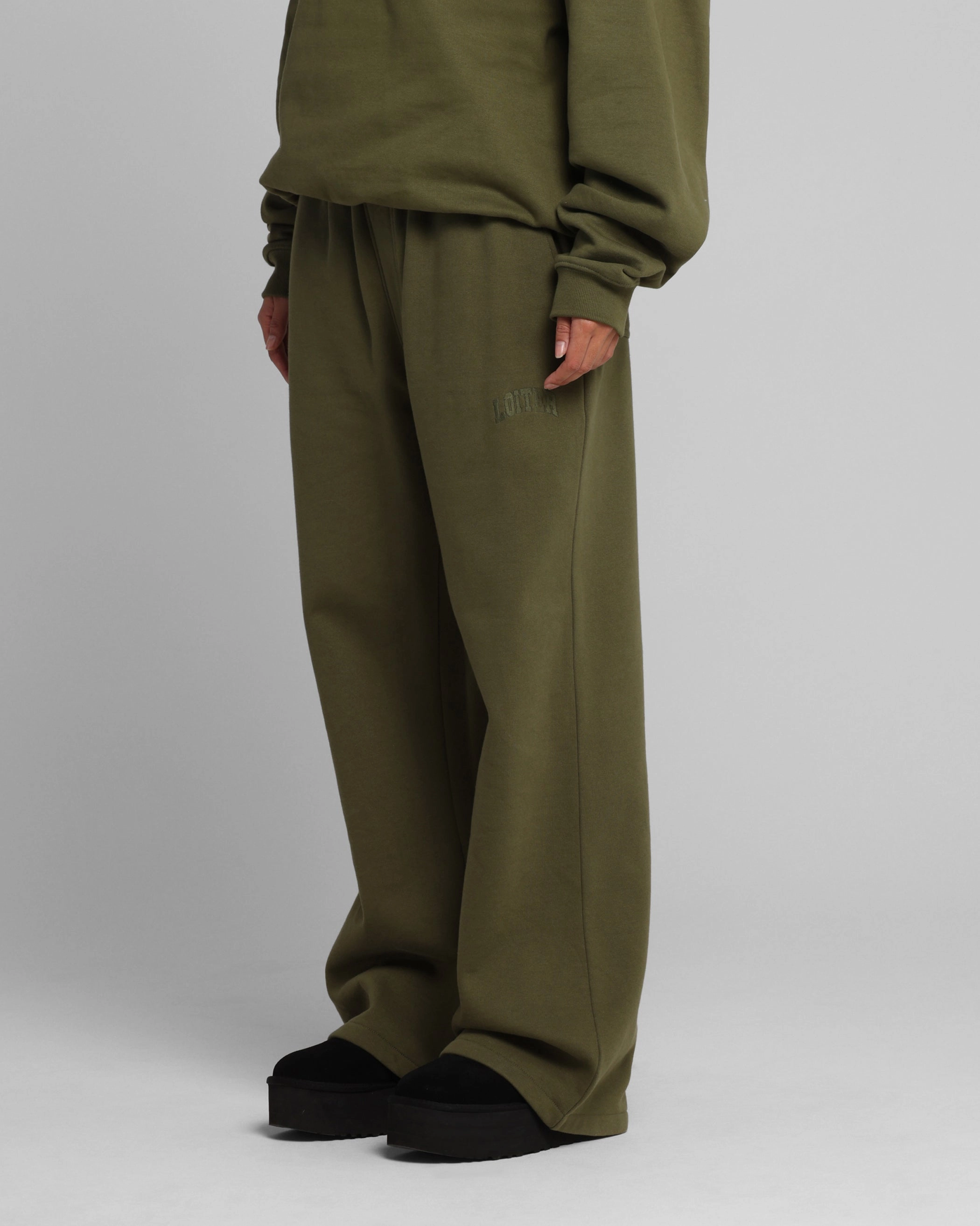 Loiter Arch Premium Sweat Pants Khaki Anti Pilling Textile Non Clip