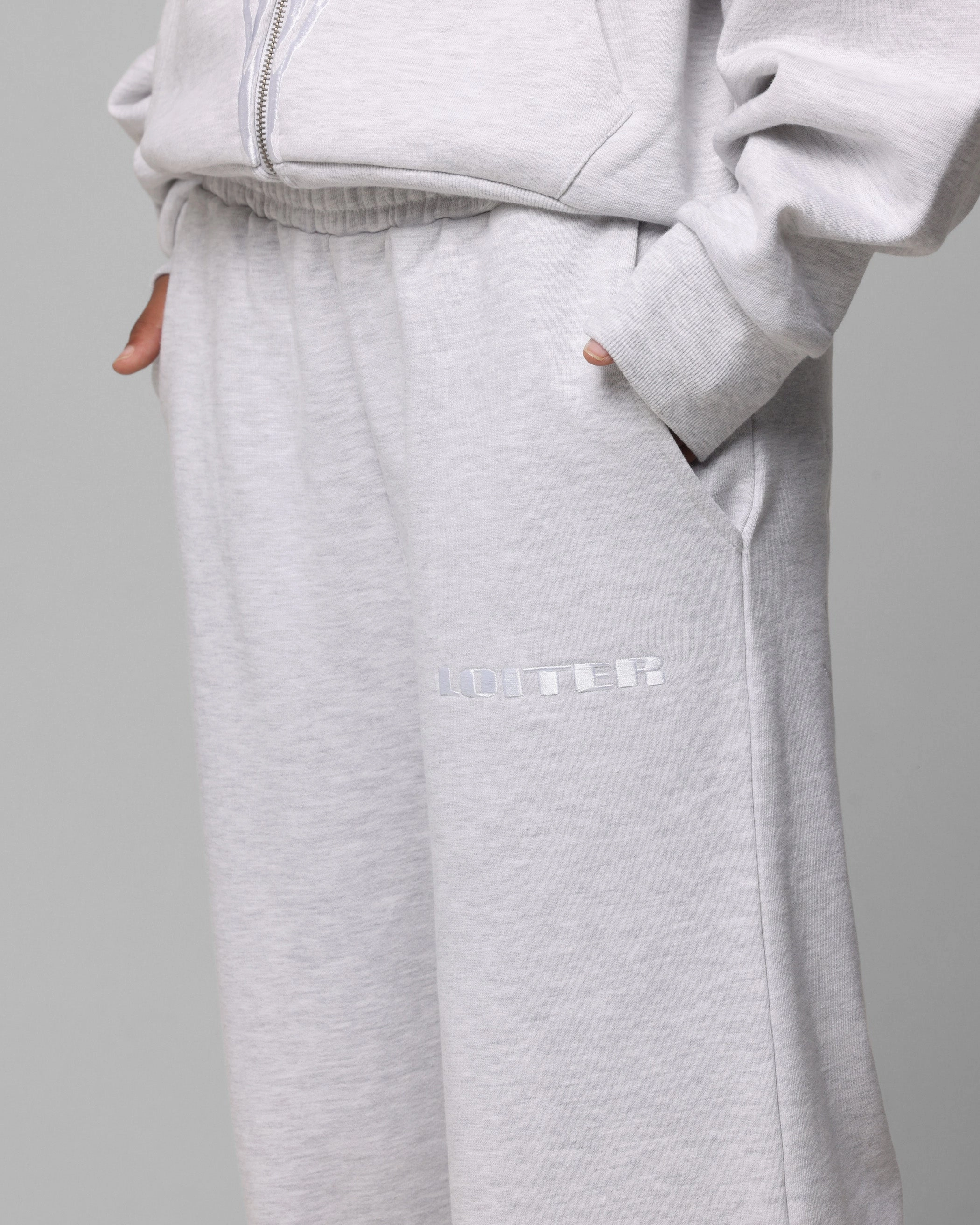 Side zipper Loiter Blood Born Track Pants Grey Marle