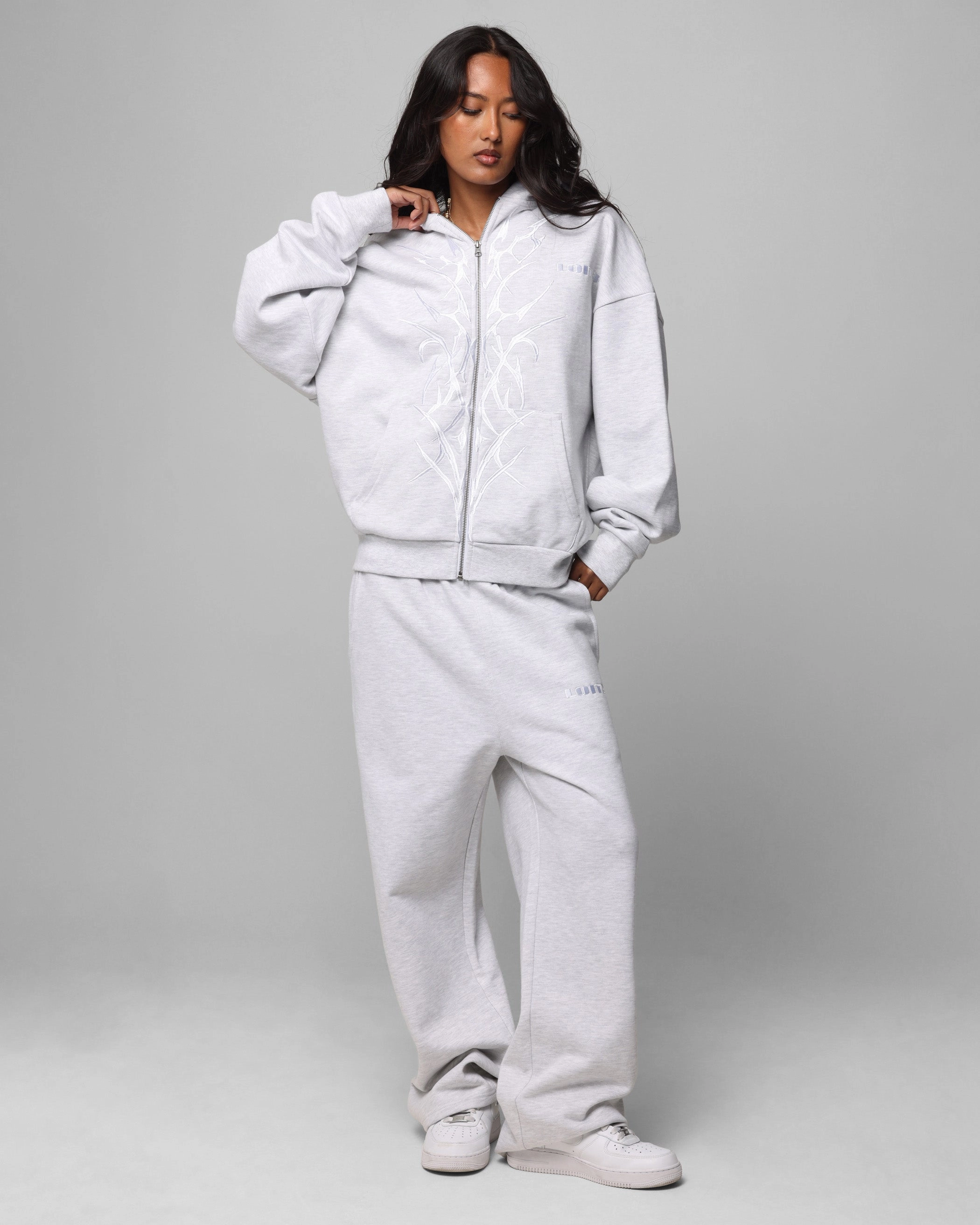 Casual Comfort Fit Adjustable loop Loiter Blood Born Track Pants Grey Marle