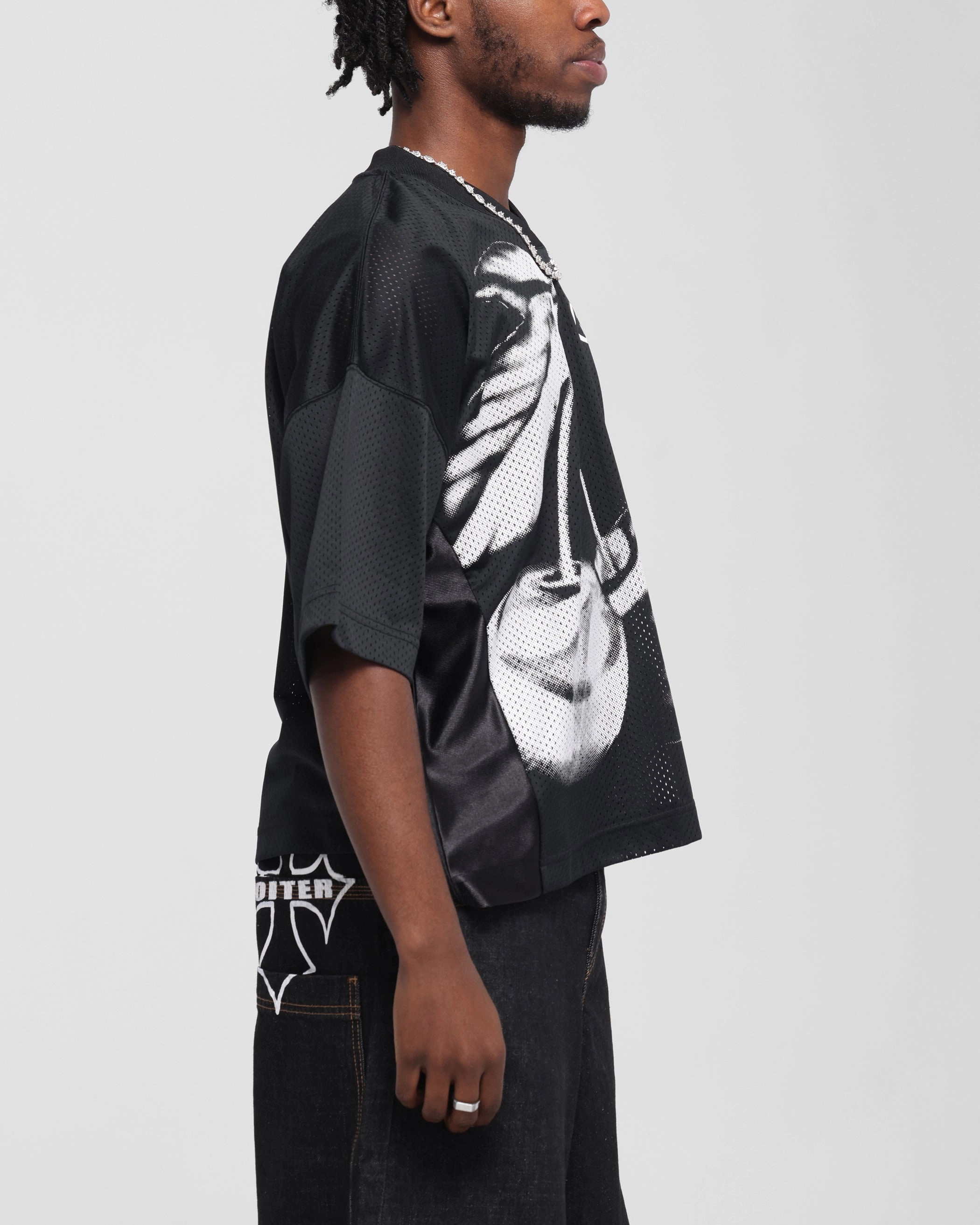Loiter Cherry Jersey Black Lightweight Fabric