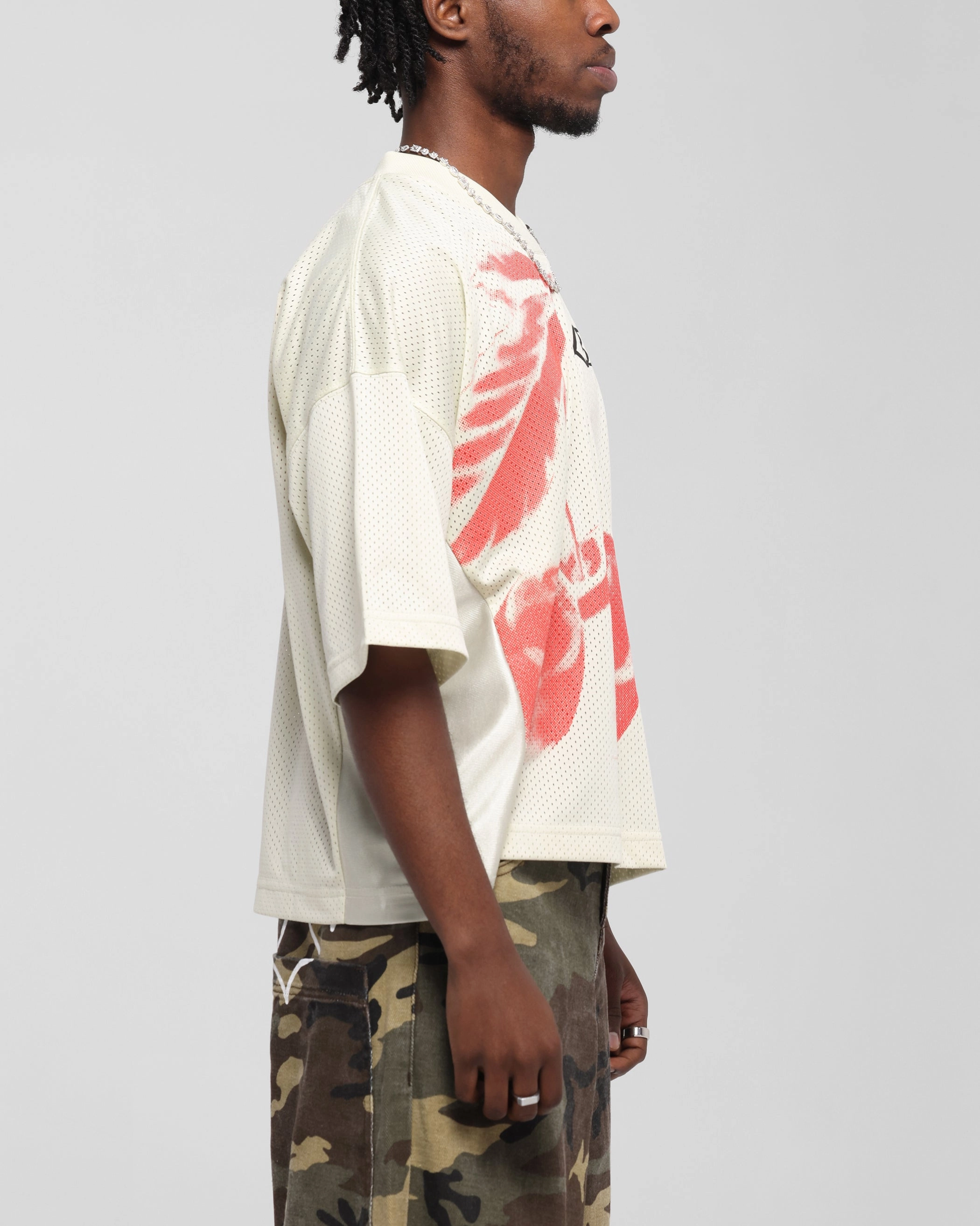 Loiter Cherry Jersey Off White/Red High Density Knit Fabric