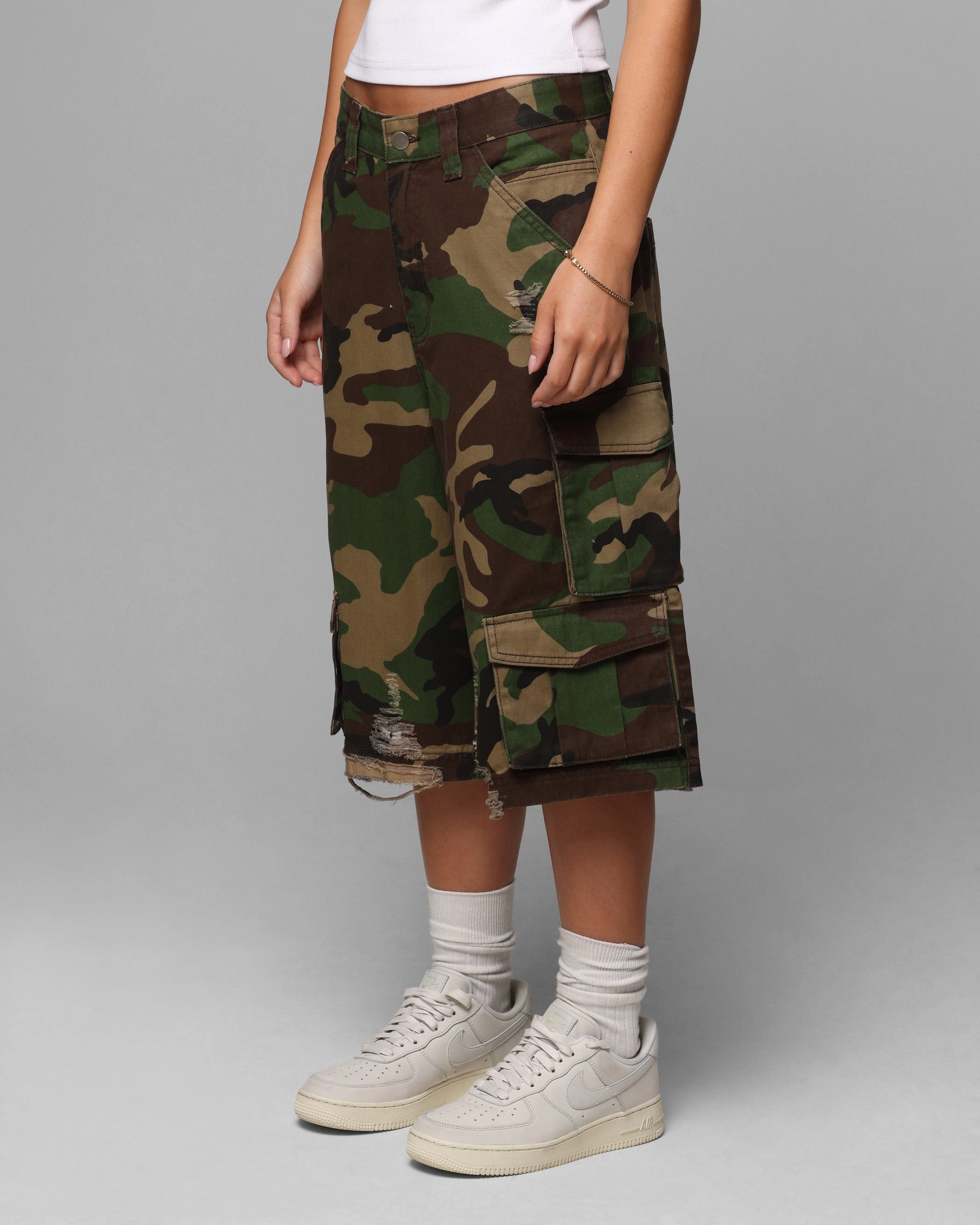 Perfect Comfort Fit Core Basic Loiter Collateral Cargo Shorts Camo