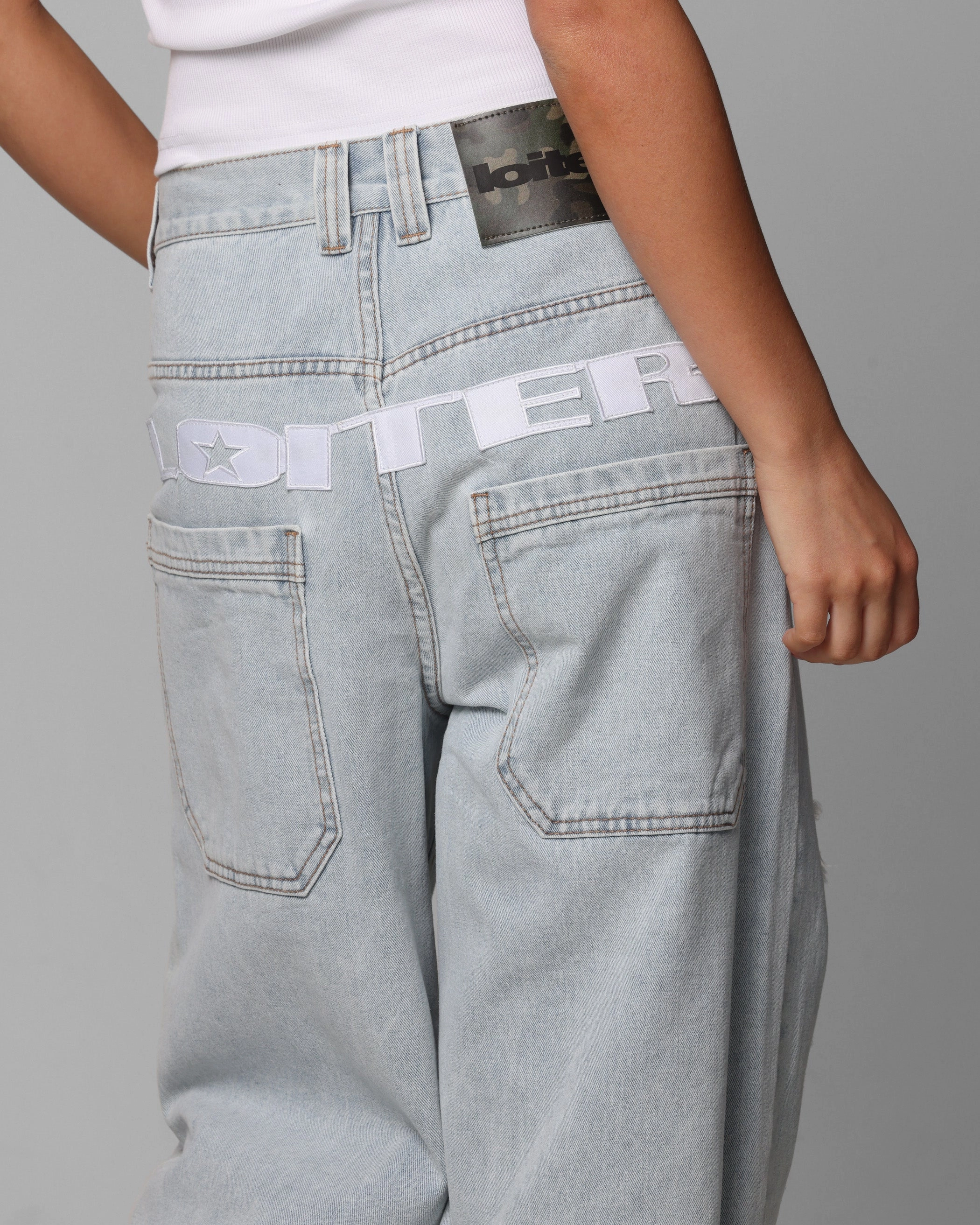 Loiter Collateral Distressed Jeans Denim Camo Essential Wear