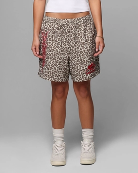 Tapered Look Zero Waste Manufacturing Loiter Cyber Beach Shorts Snow Leopard