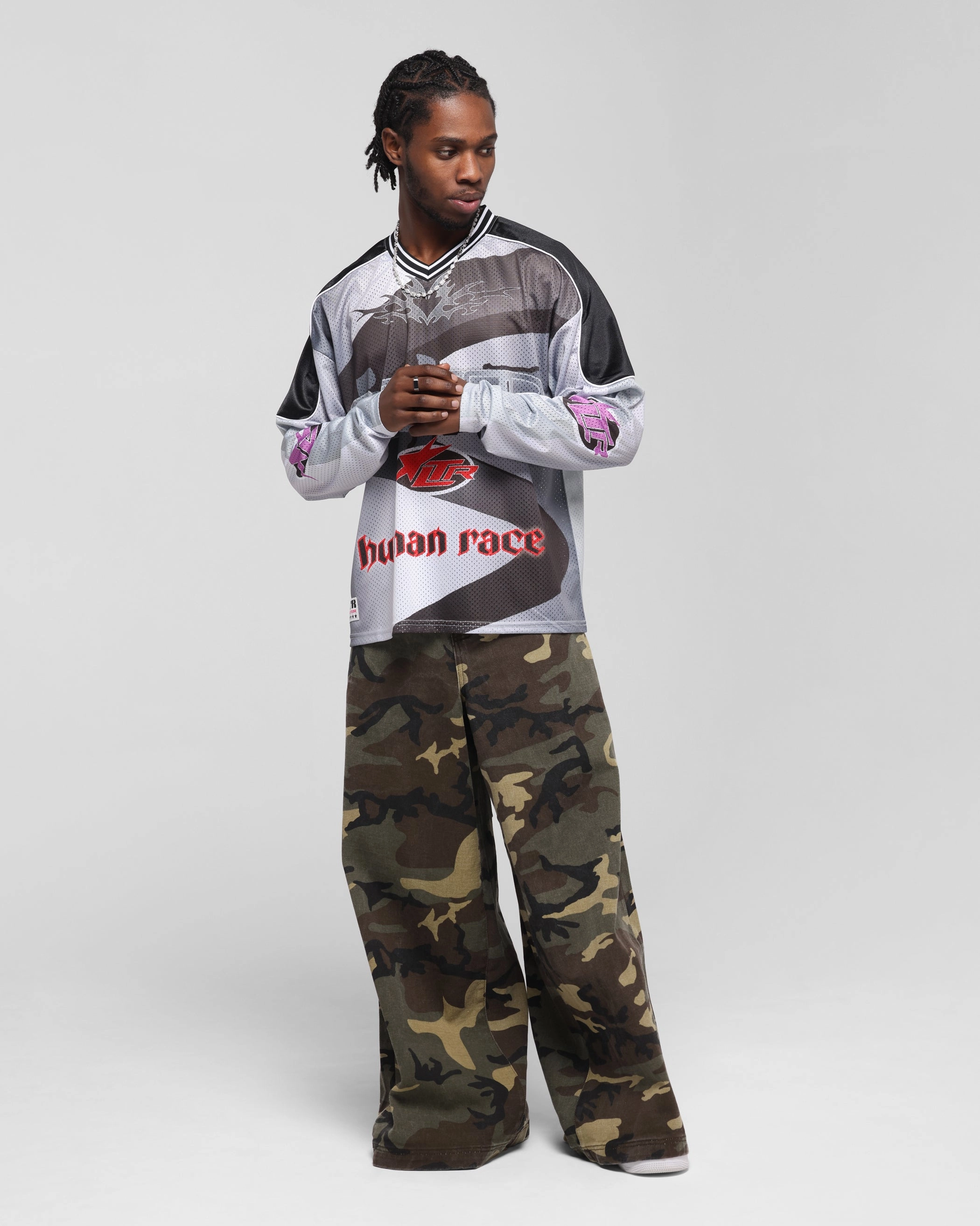 Loiter Cyber Hockey Jersey Grey/Black Non Restrictive Cuffing Compact Knit Texture