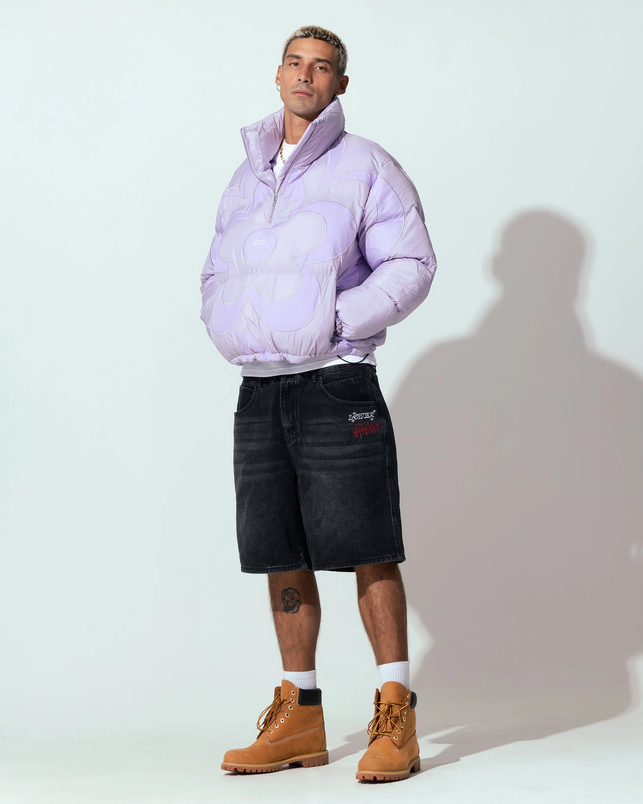 Bargain Loiter Eden Puffer Jacket Purple