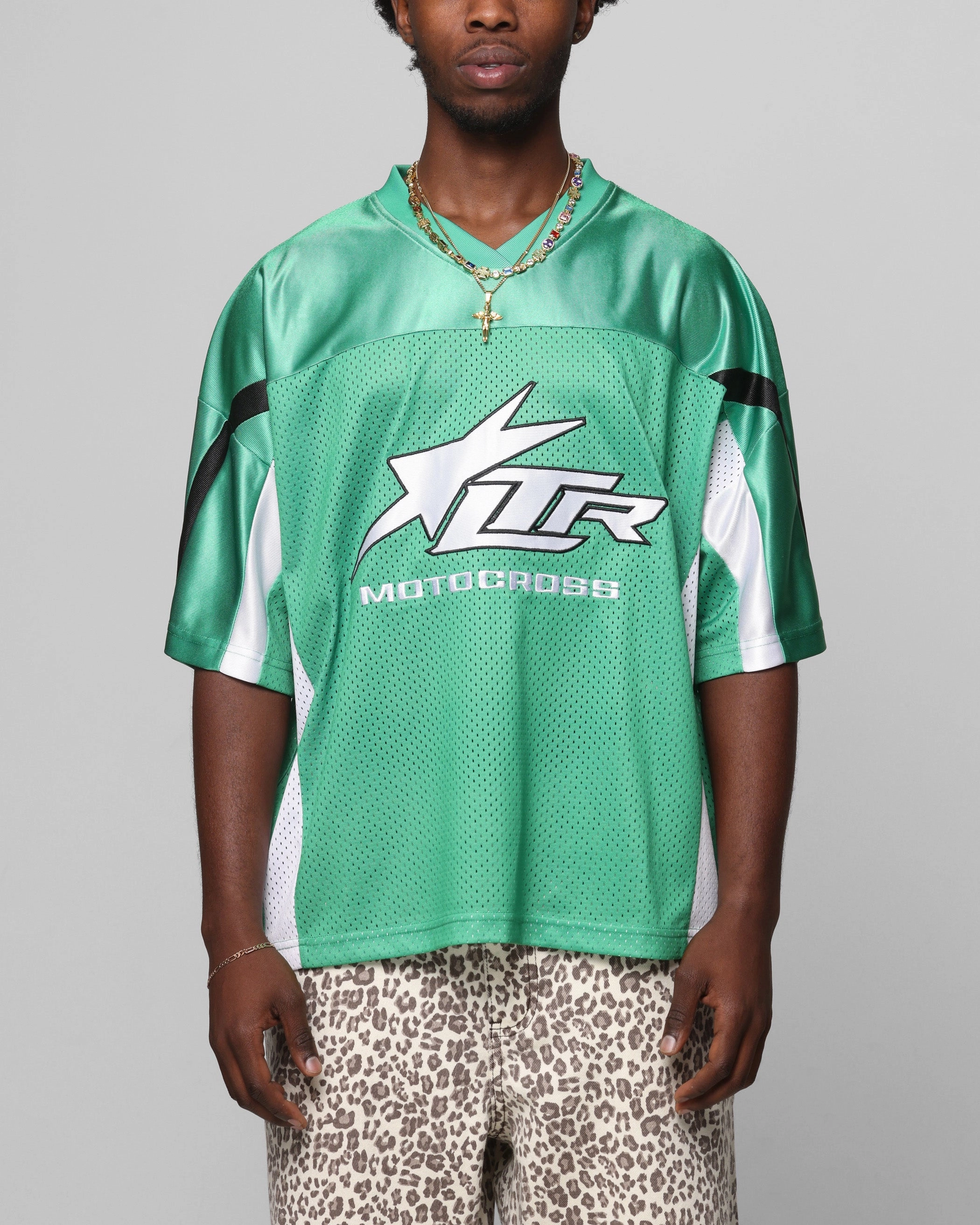 High Stretch Elastic Cuffs Lightweight Interlock Knit Loiter End Zone Jersey Green