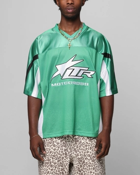 High Stretch Elastic Cuffs Lightweight Interlock Knit Loiter End Zone Jersey Green