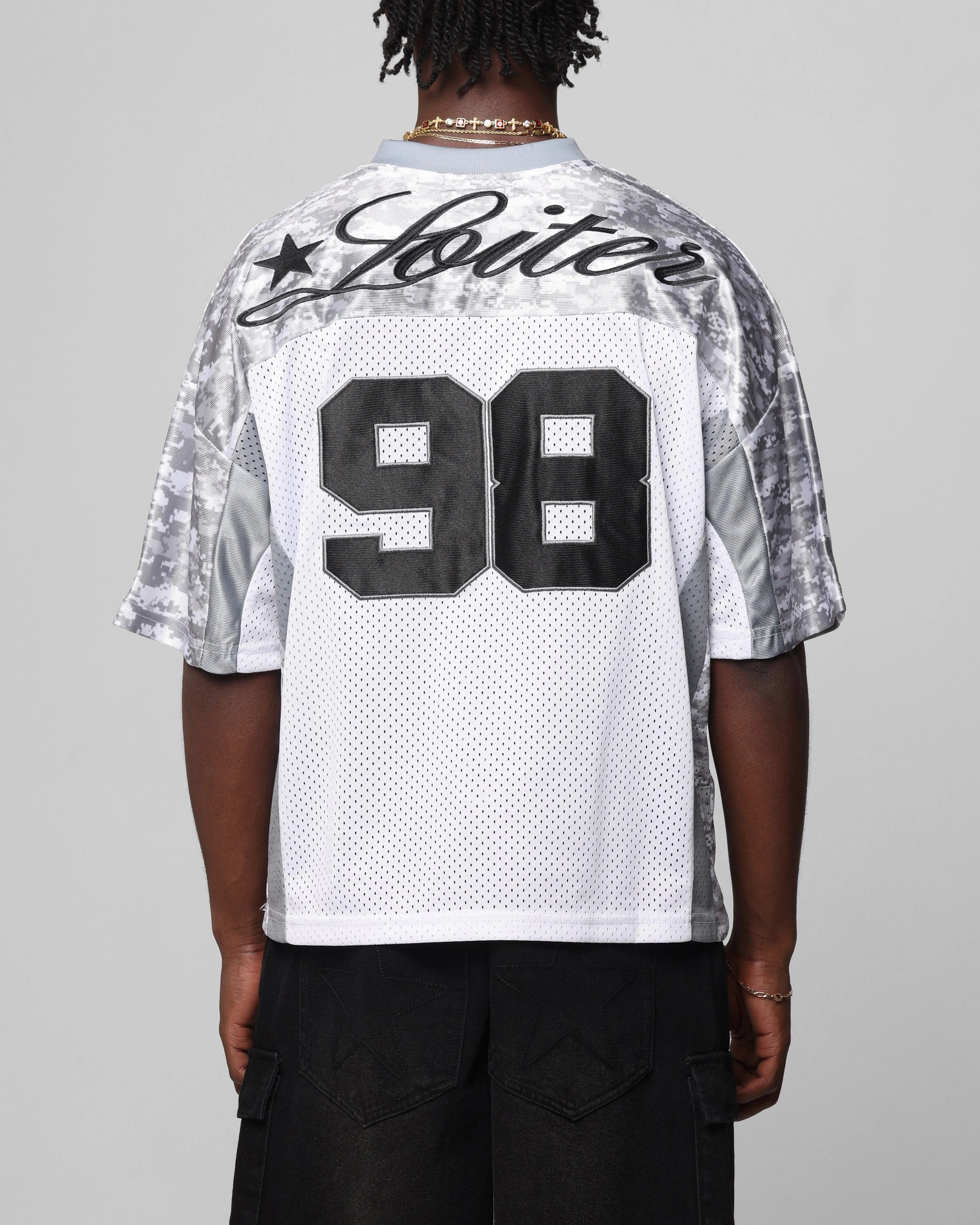 tech fabric Loiter End Zone Jersey Snow Camo