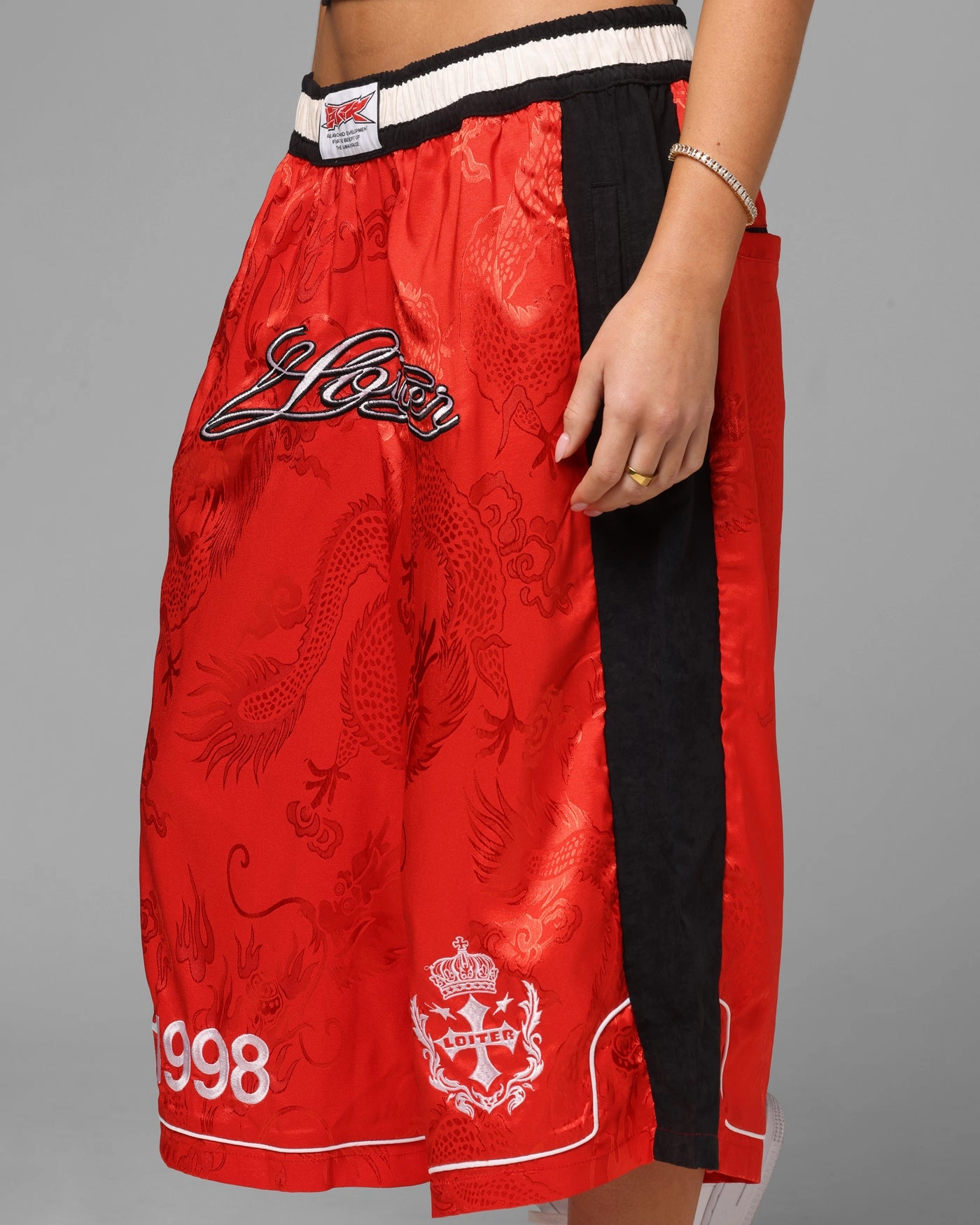 Loiter Fight Club 3 Quarter Shorts Red Tagless Labeling Low Rise Fit