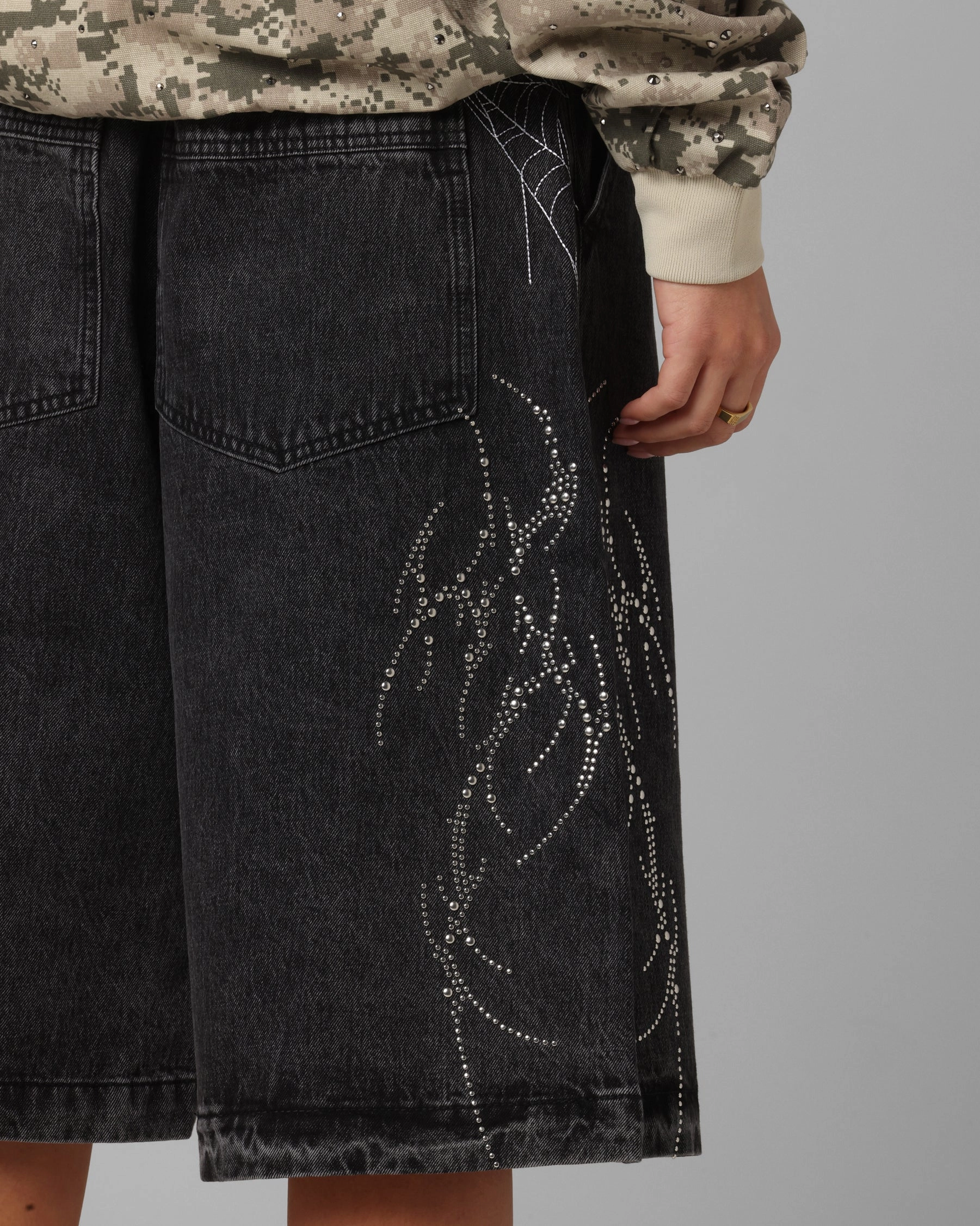 Loiter Goth Clique Jorts Black Performance Fit Premium Stretch