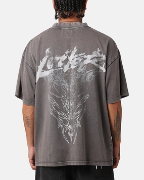 Loiter Lotus Oversized T-Shirt Charcoal Grey Chic Style Trend