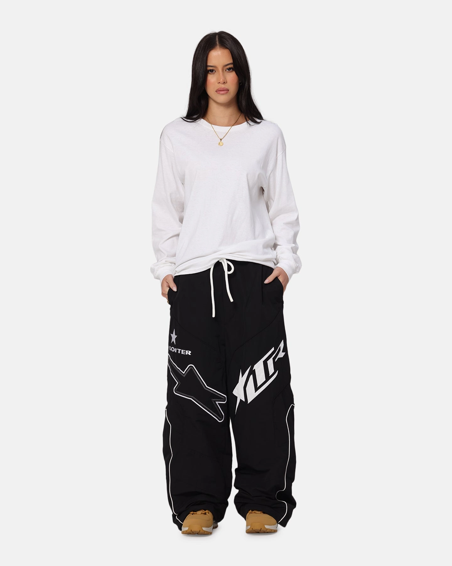 Loiter Motocross Parachute Pants Black Soft Brush Lining All Fit
