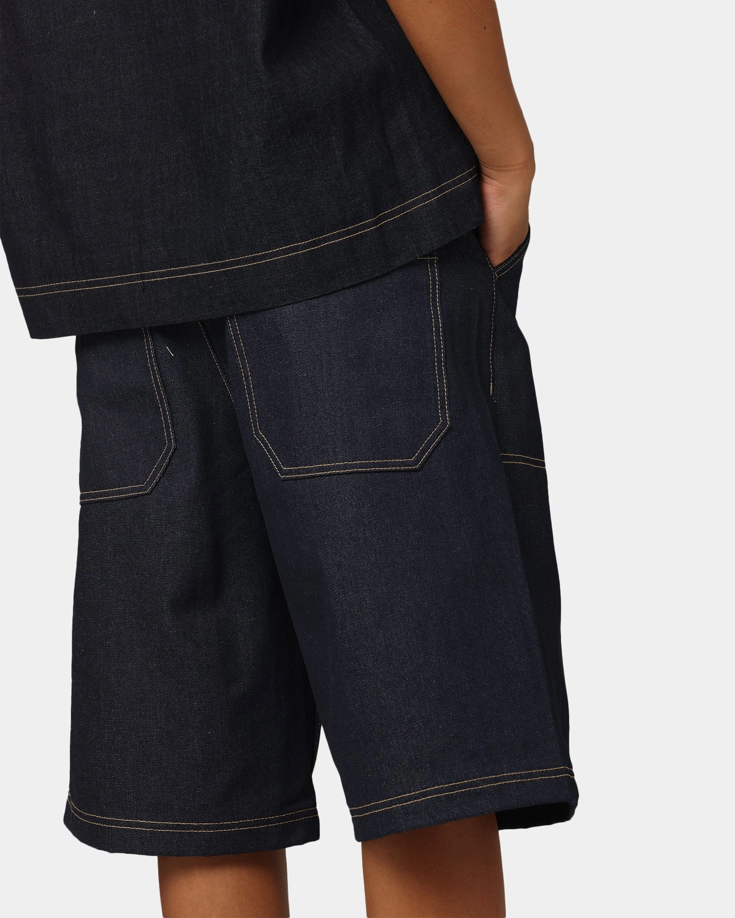 Loiter Motor Denim Shorts Indigo Bold Design