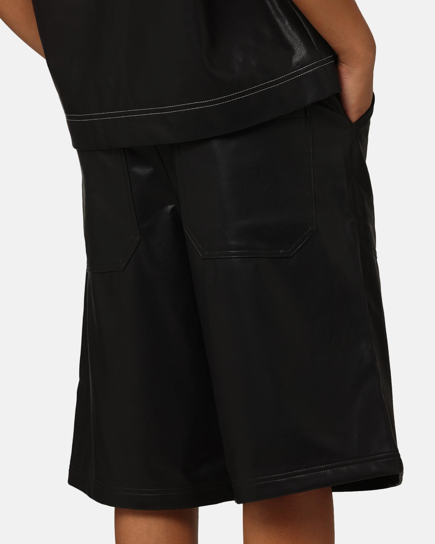 Loiter Motor PU Leather Shorts Black Casual Chic Look