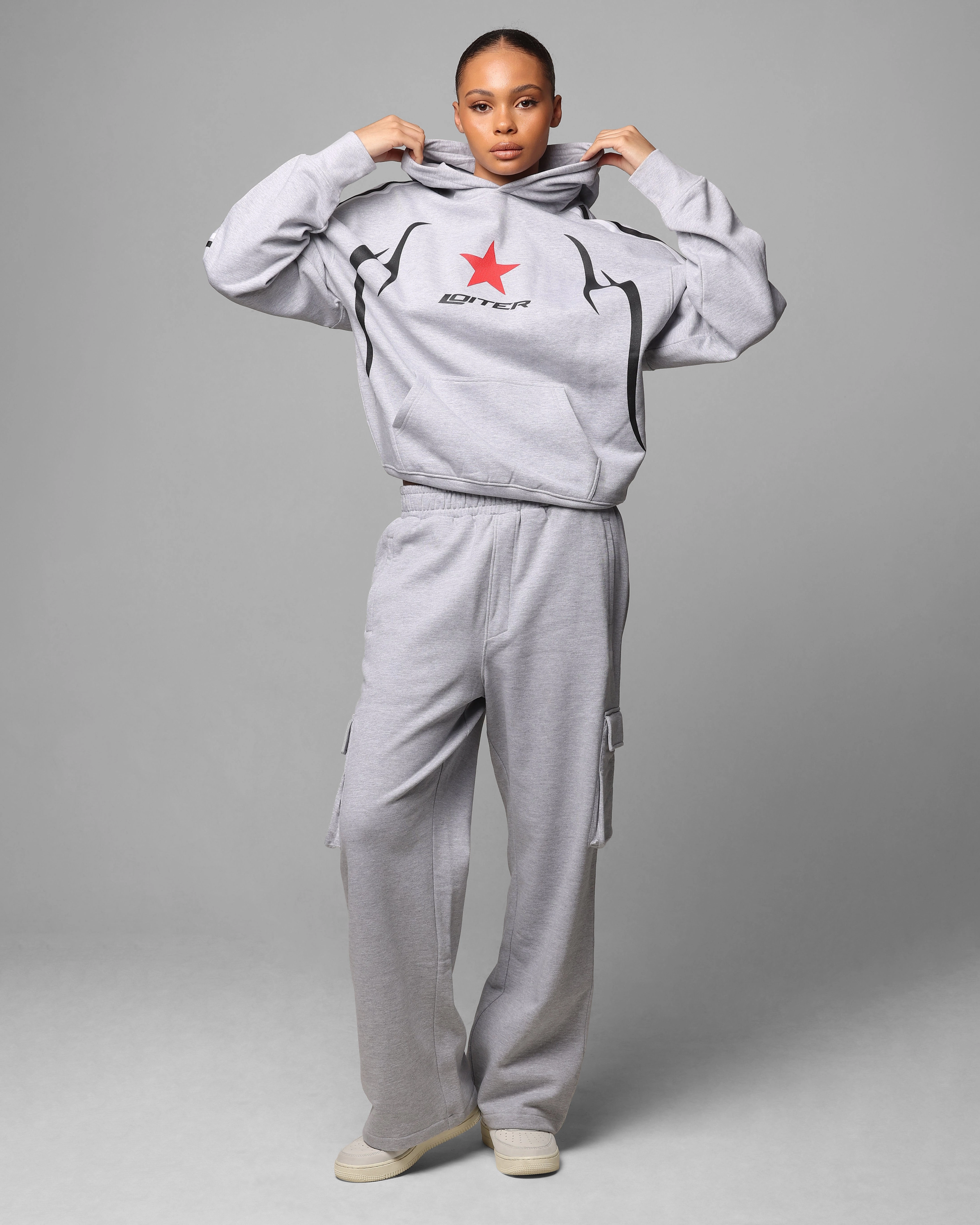 Utility pocket Loiter Premium Essentials Sweatpants Grey Marle
