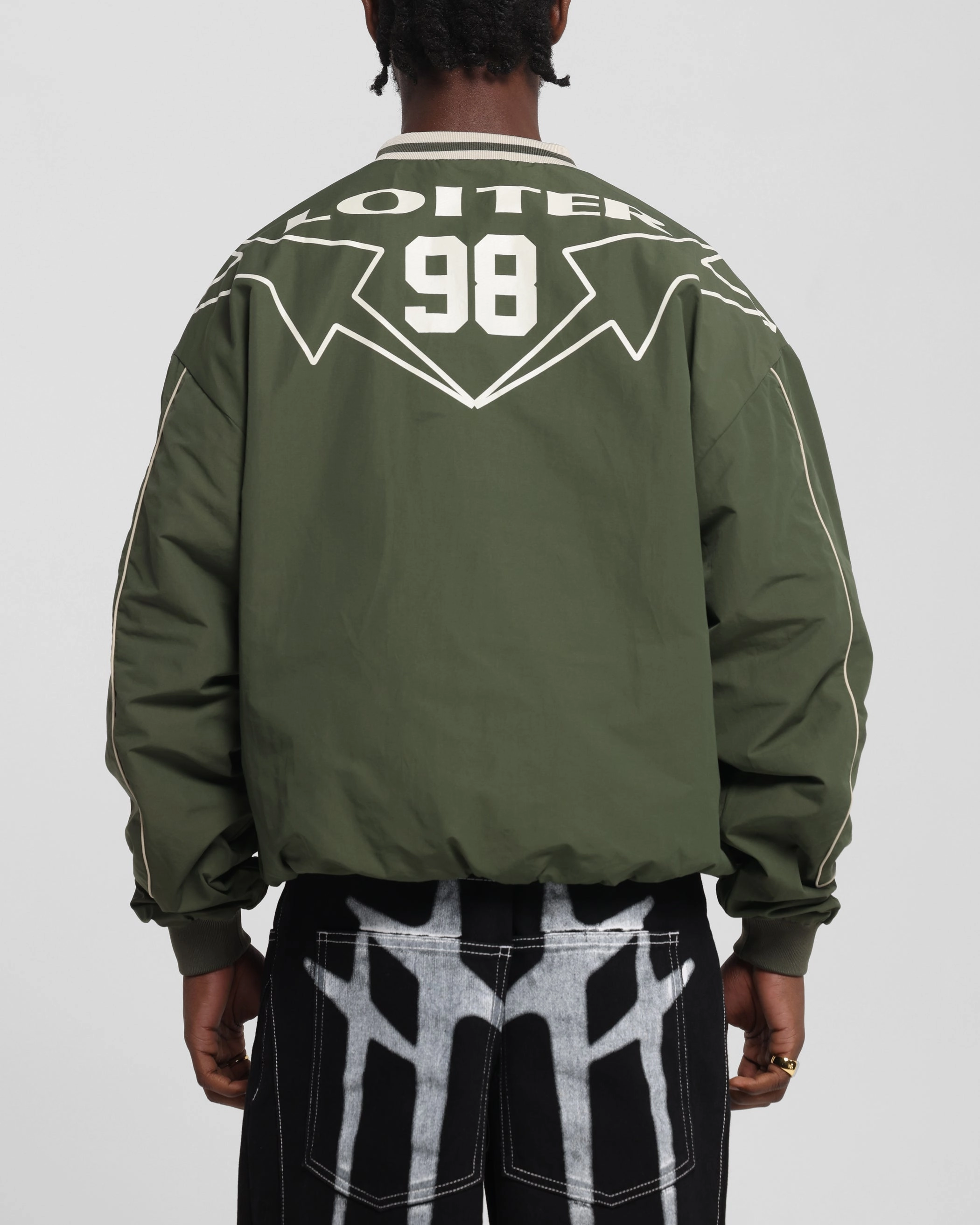 Loiter Racer Nylon Jersey Crewneck Dark Green Athletic Motion Non Restrictive Movement