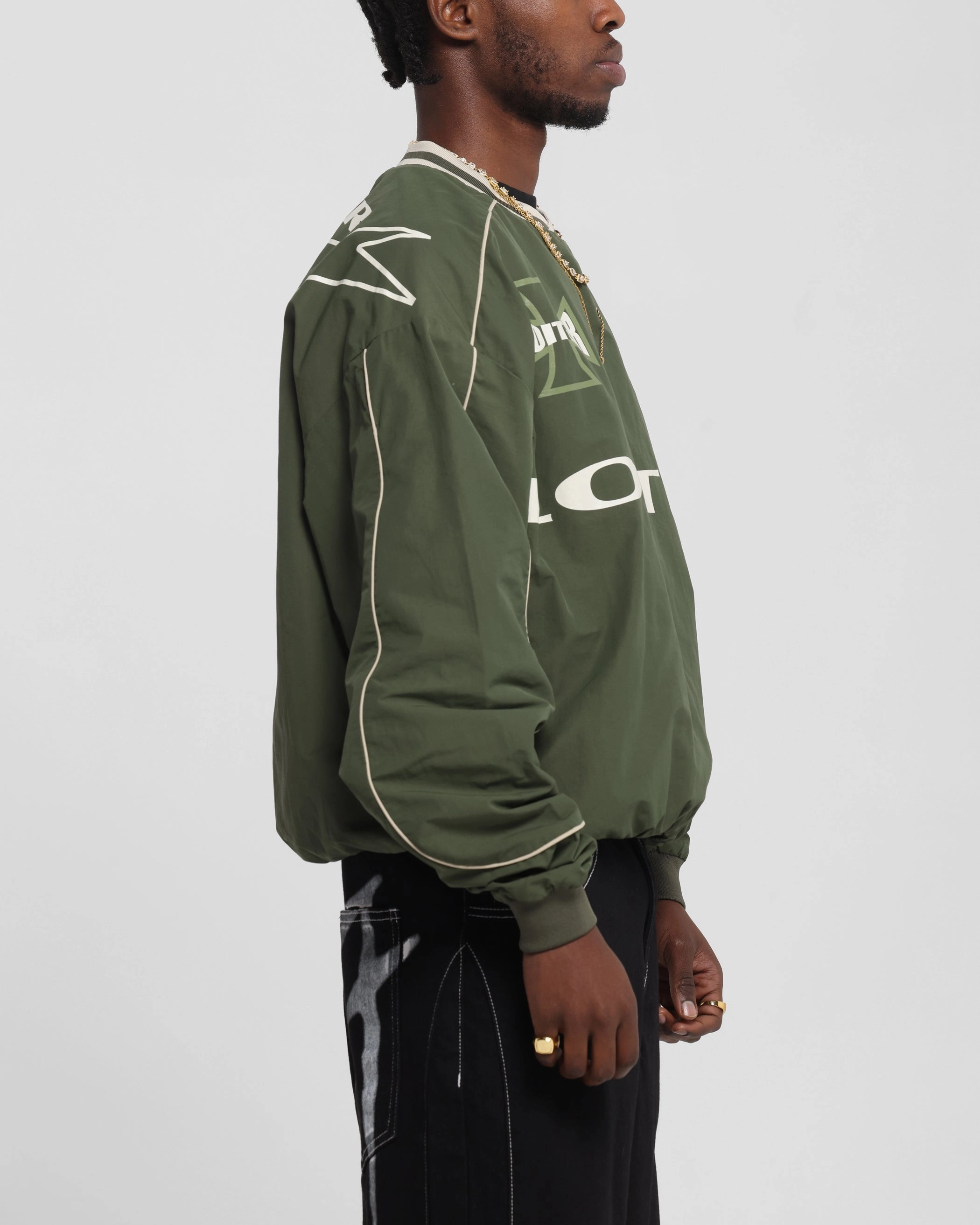 Fluid Fabric Loiter Racer Nylon Jersey Crewneck Dark Green