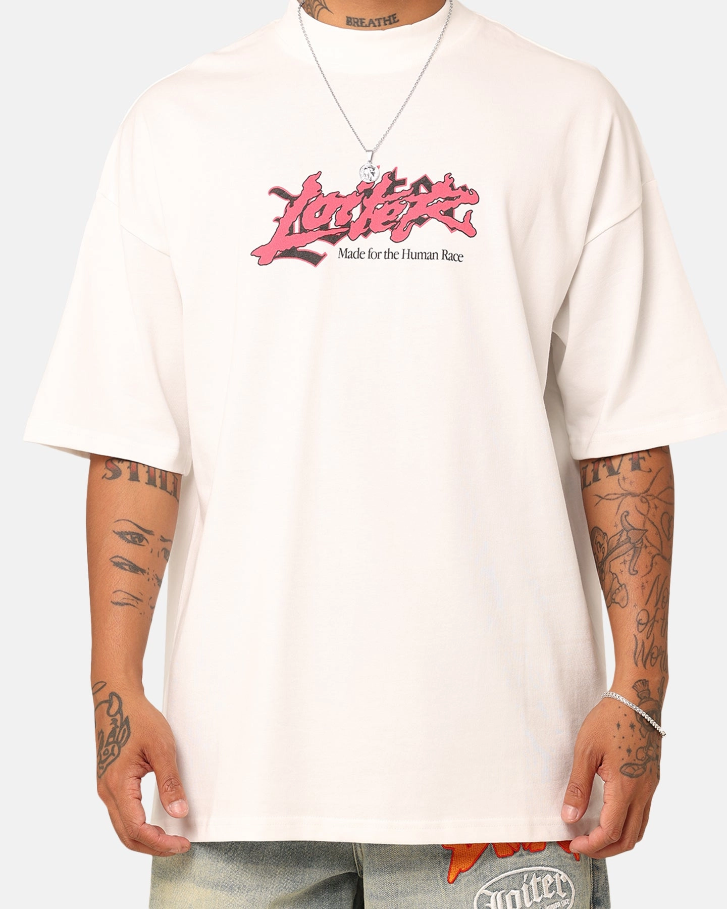 polo neck Loiter Sketchbook Oversized T-Shirt Off White